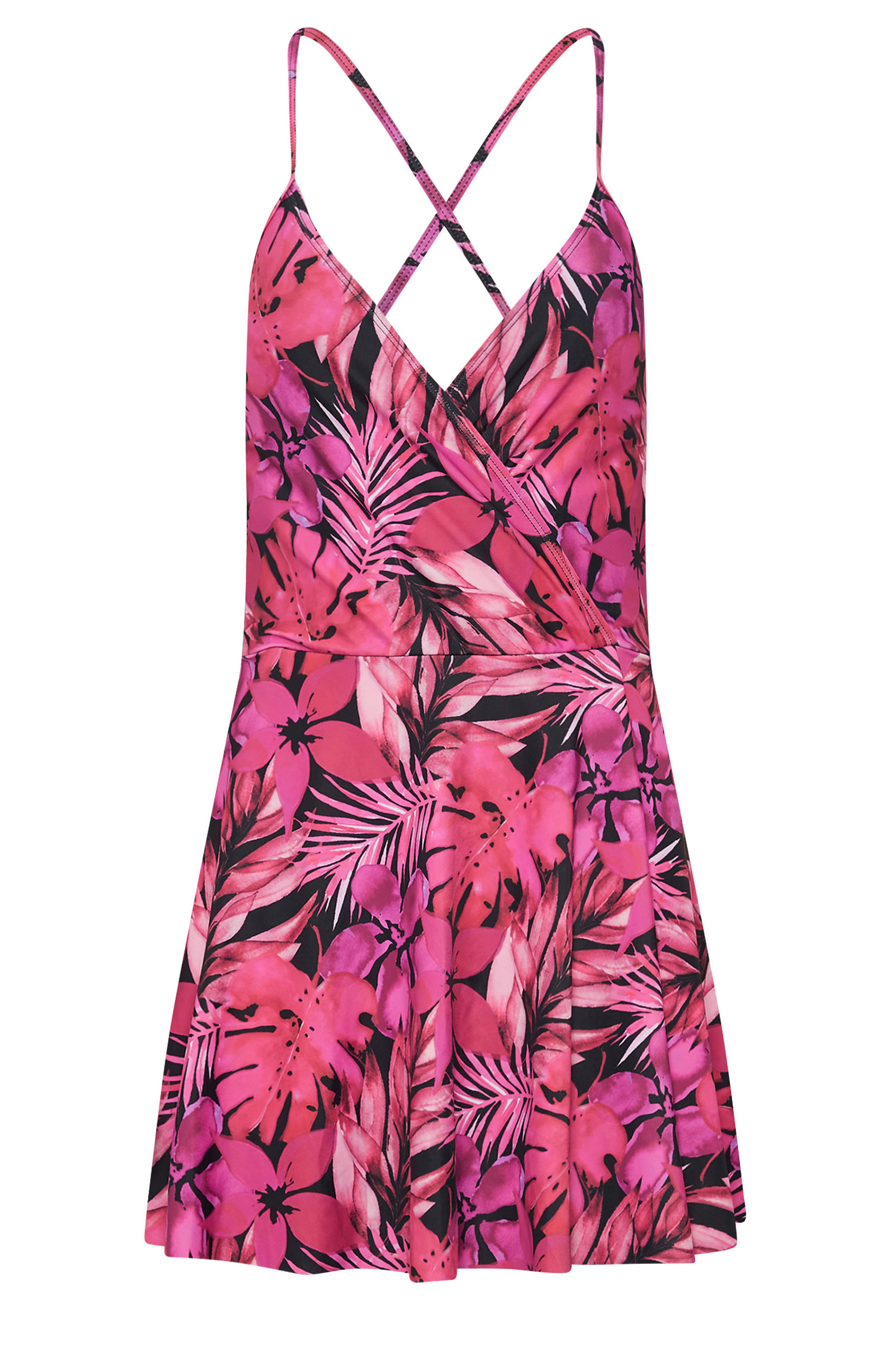 LTS Tall Women's Pink Tropical Palm Skirted Swimsuit | Long Tall Sally 8
