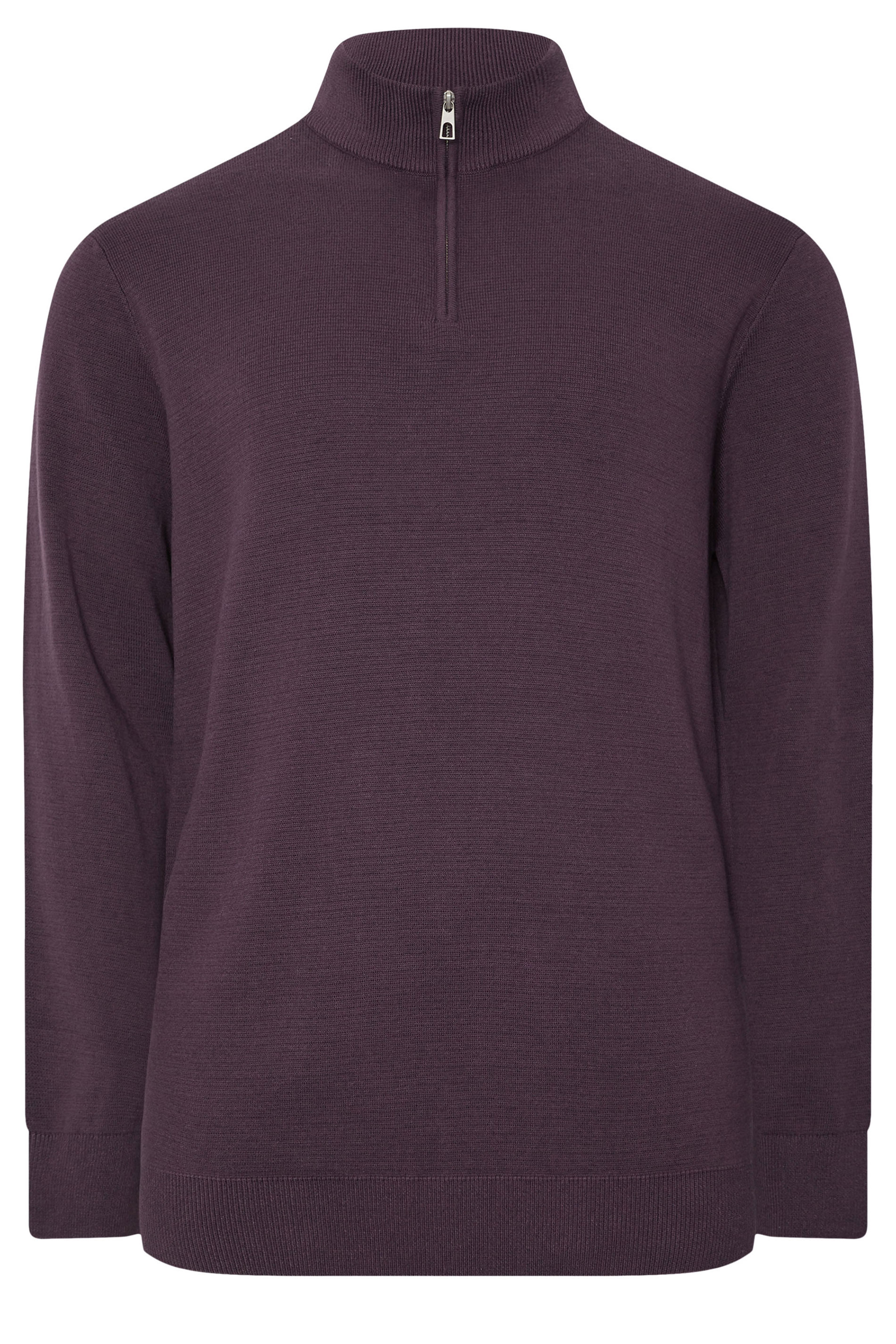 BadRhino Big & Tall Plum Purple Milano Quarter Zip Jumper | BadRhino 6