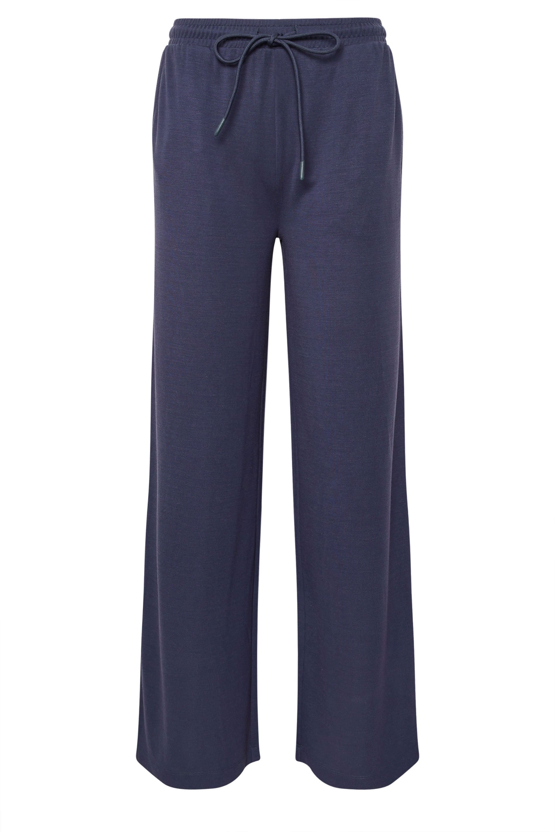LTS Tall Navy Blue Premium Wide Leg Trousers | Long Tall Sally  1