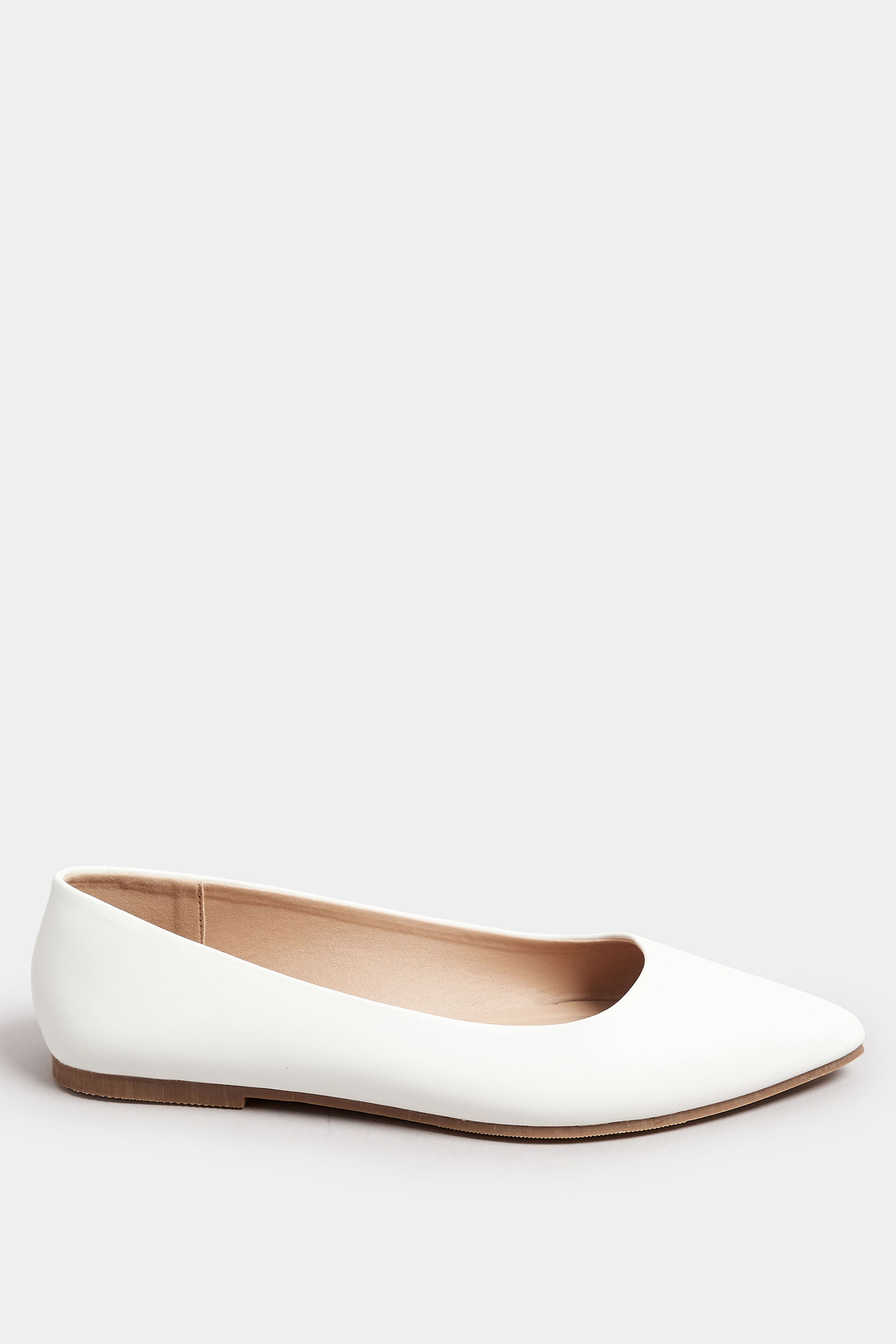 White Pointed Ballet Pumps In Wide E & Extra Wide EEE Fit | Yours Clothing 4