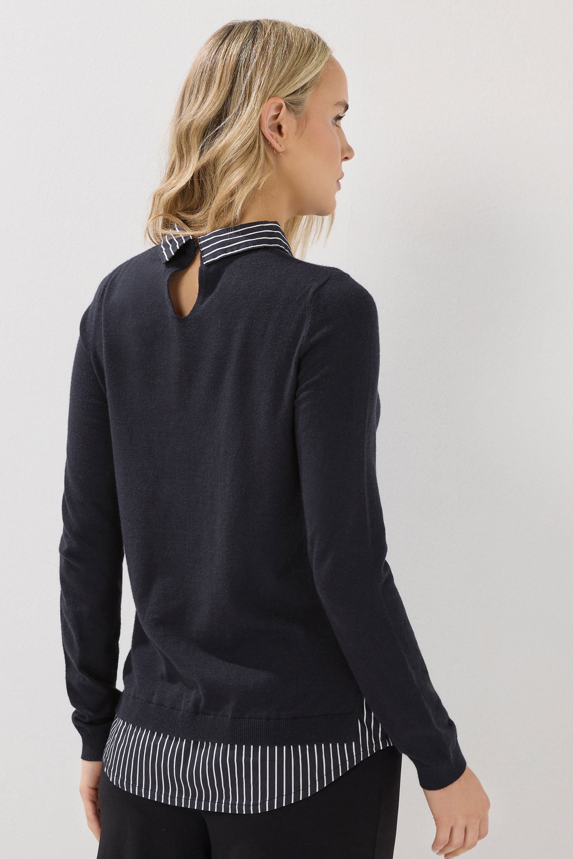 LTS Tall Navy Blue 2 In 1 Jumper Shirt | Long Tall Sally 4