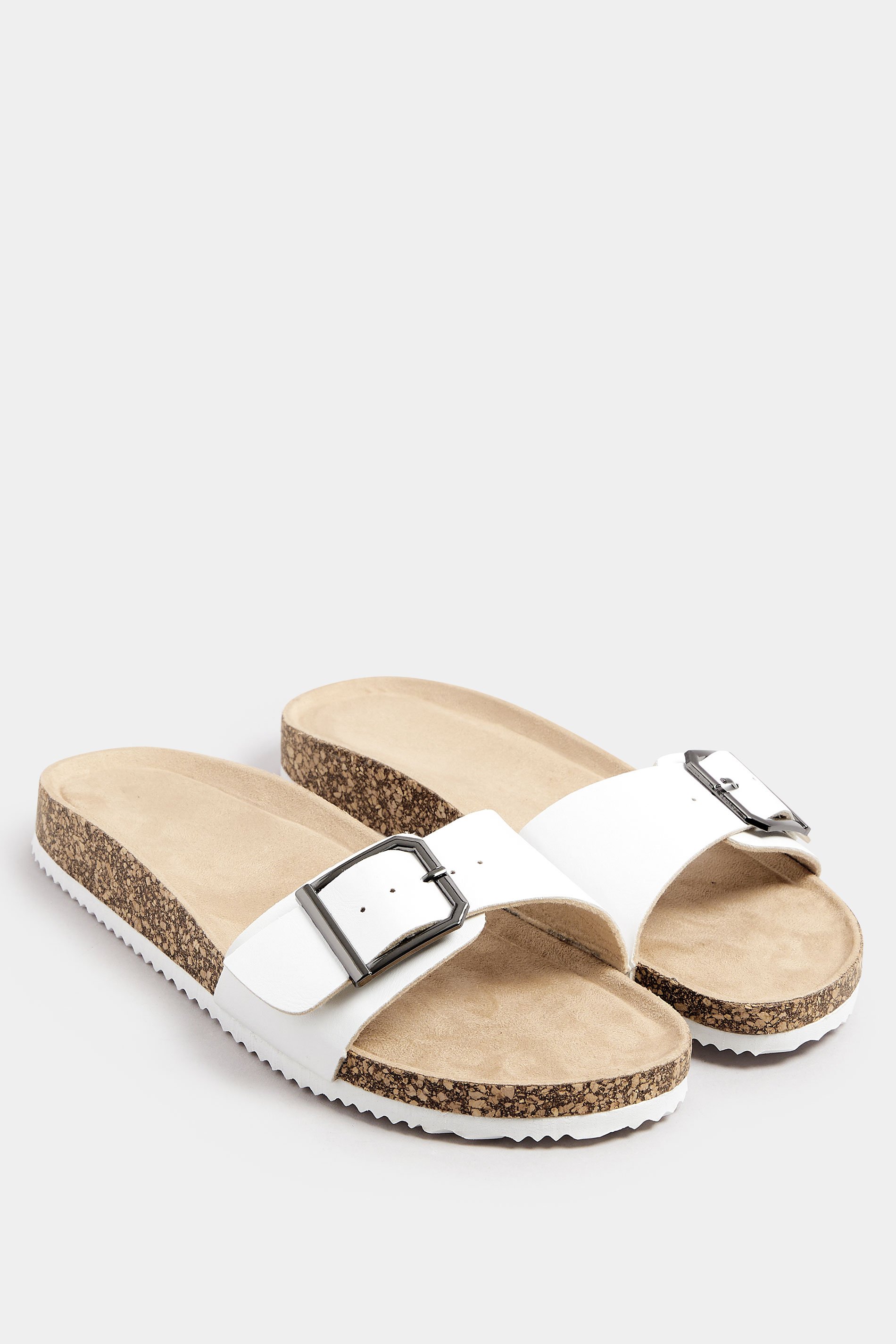 White Single Buckle Sandals In Extra Wide EEE Fit | Yours Clothing 2