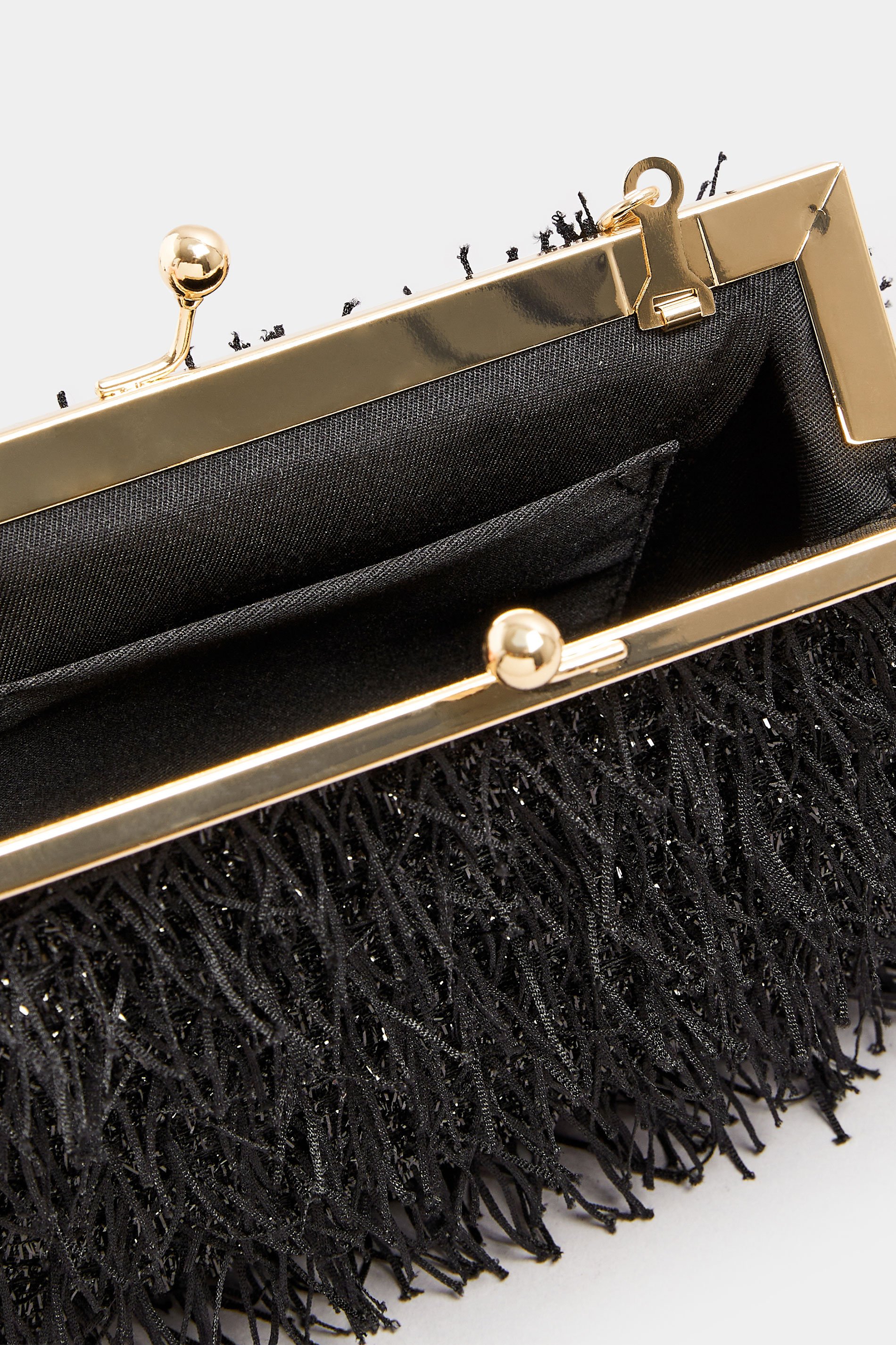 Black Eyelash Clutch Bag | Yours Clothing 6