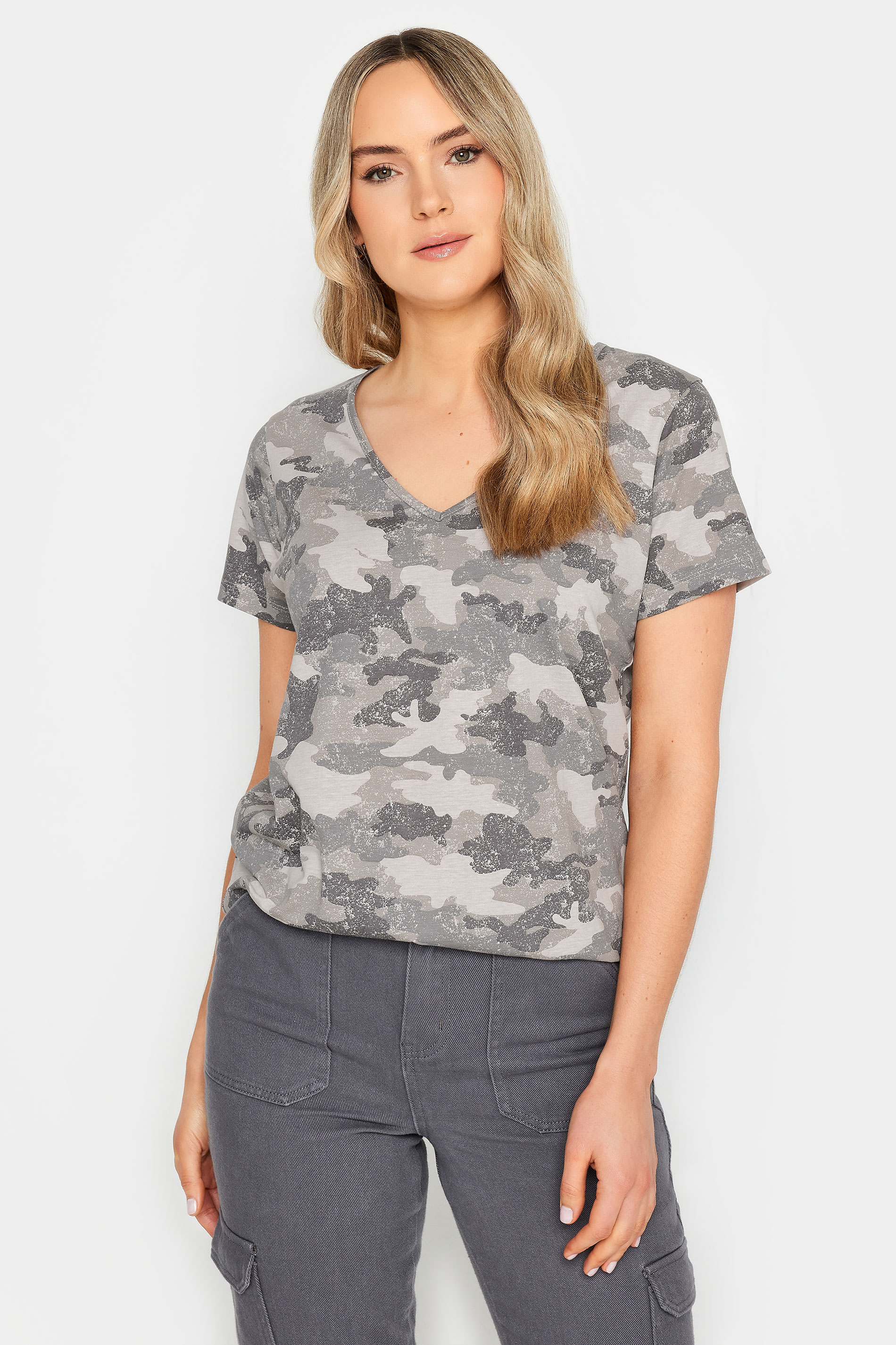 LTS Tall Grey Camo Print T-Shirt | Long Tall Sally  1