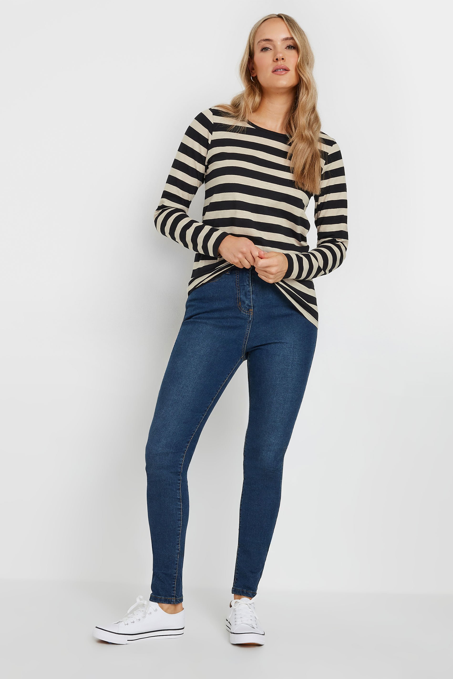 LTS Tall Black and White Long Sleeve T-Shirt Top | Long Tall Sally  2