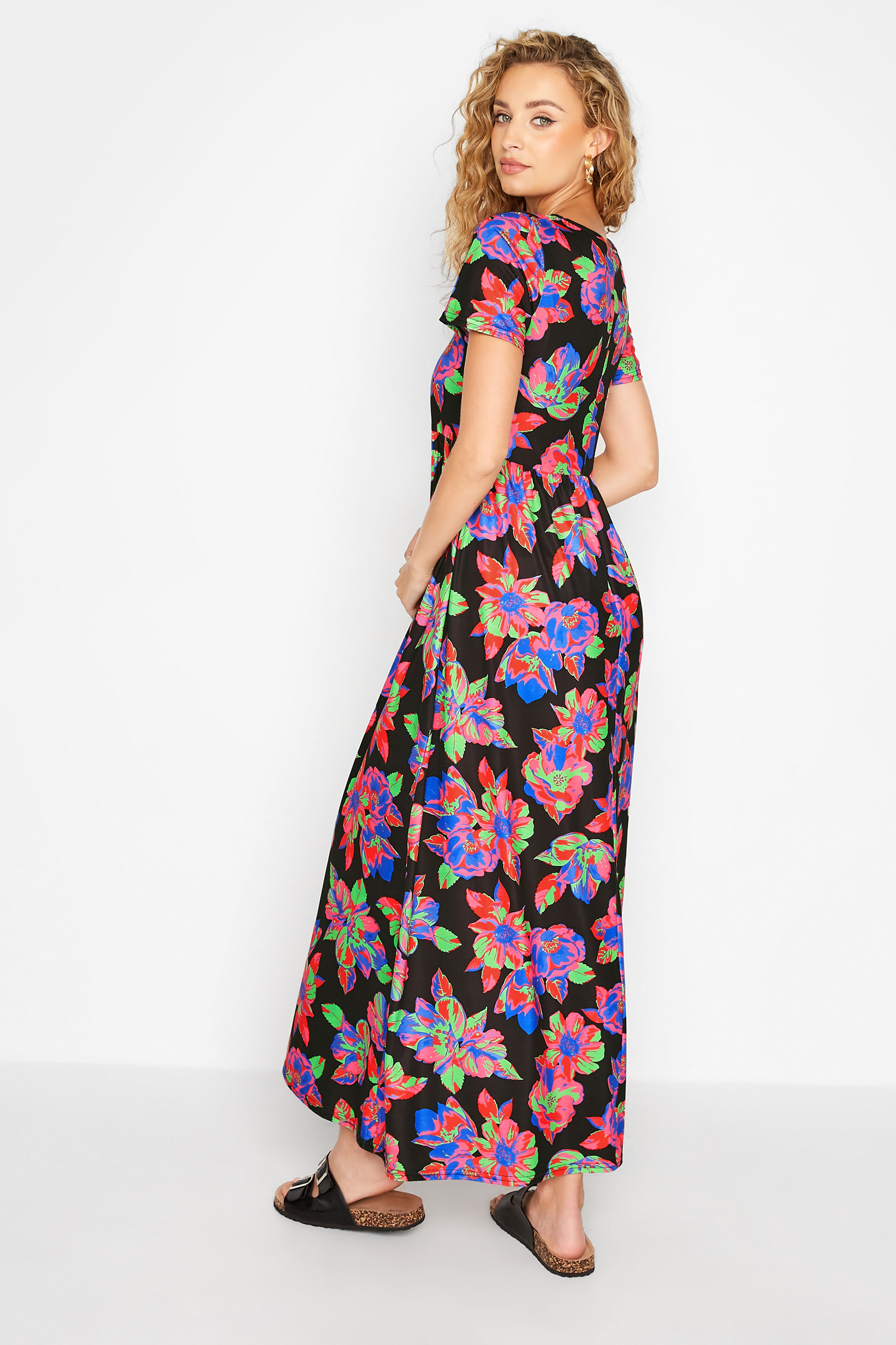 LTS Tall Women's Black Floral Print Smock Maxi Dress | Long Tall Sally 3