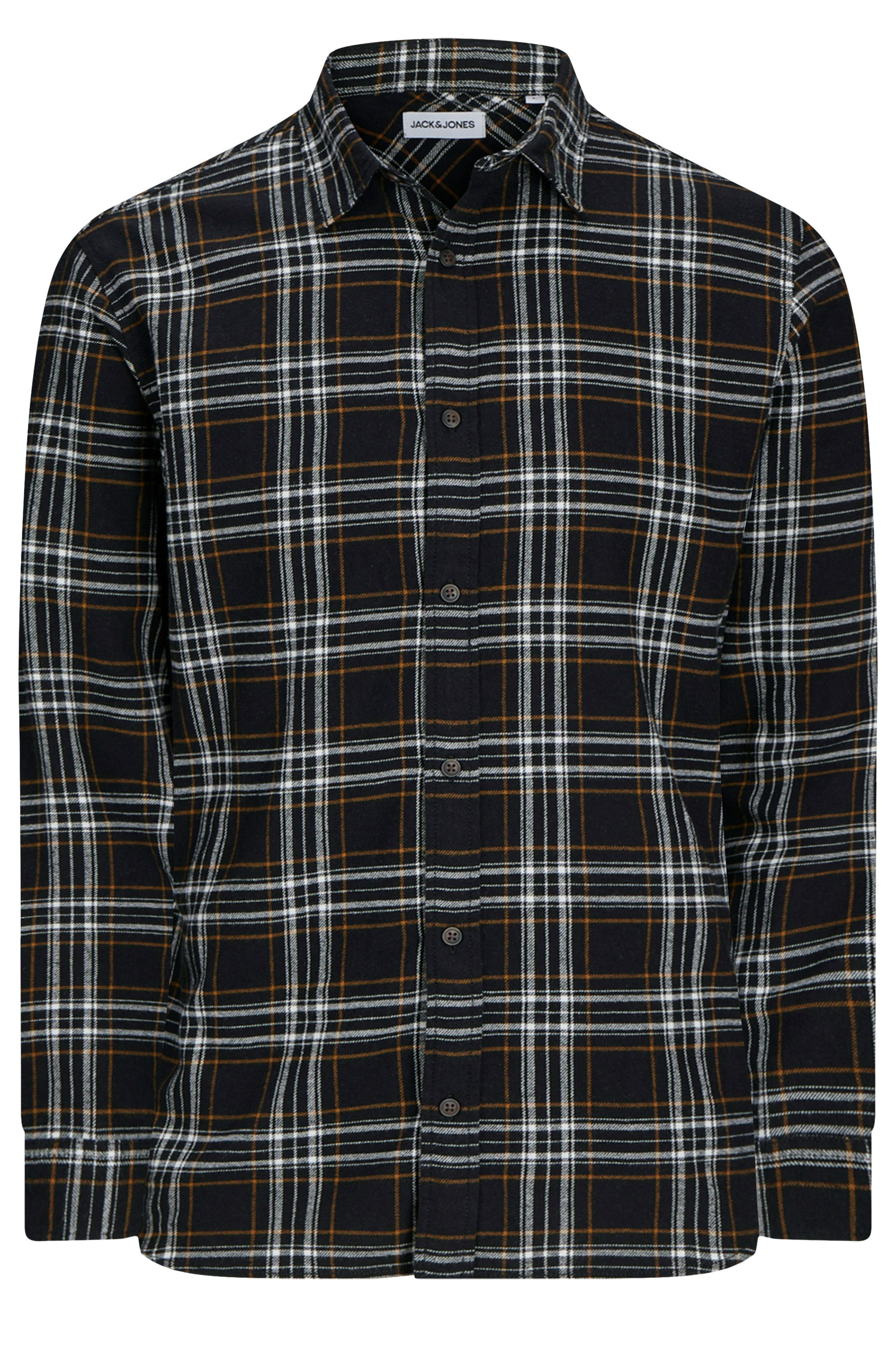 JACK & JONES Big & Tall Black Flannel Checked Shirt | BadRhino 2