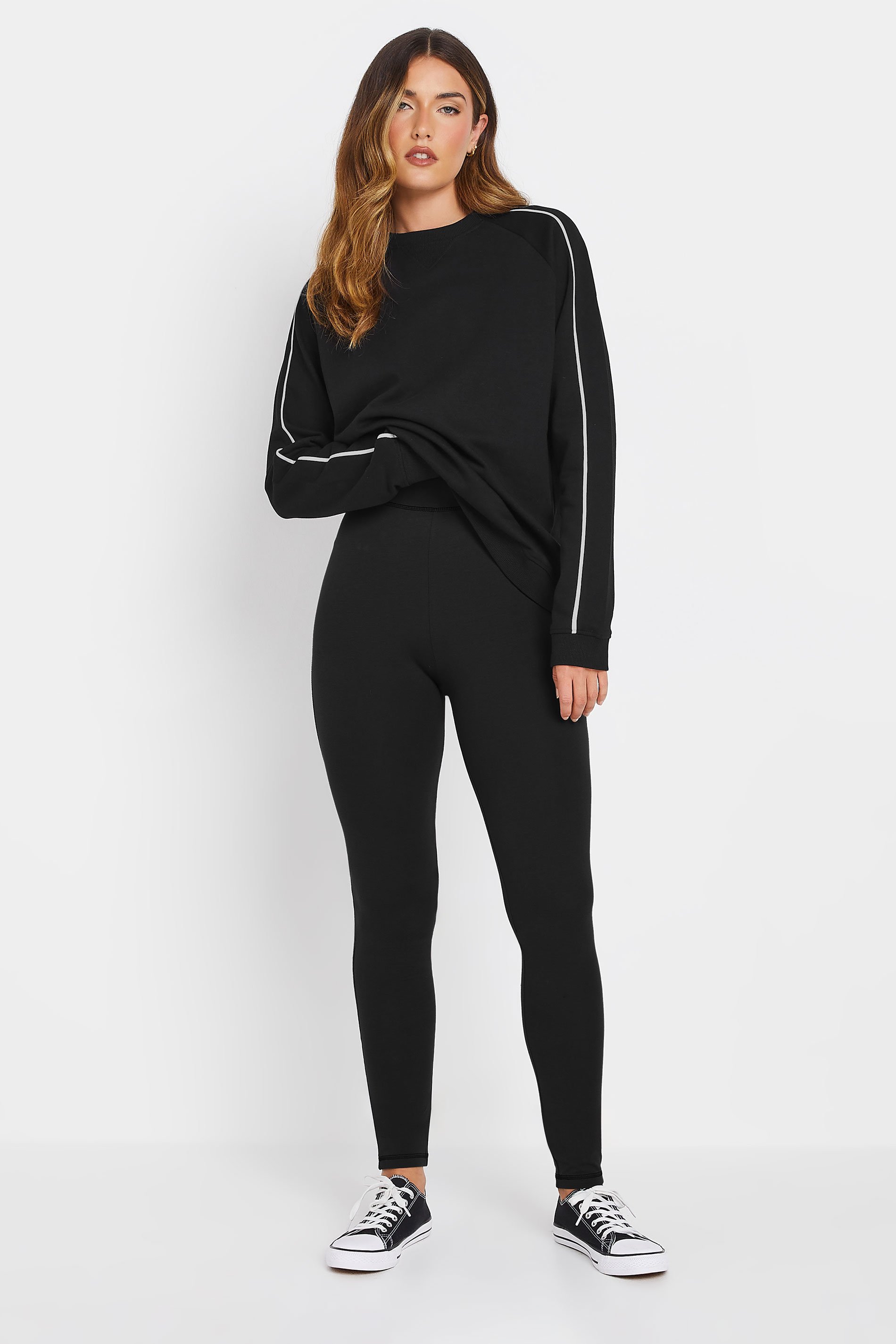 LTS Tall 2 PACK Black & Grey Contrast Stitch Leggings | Long Tall Sally 2