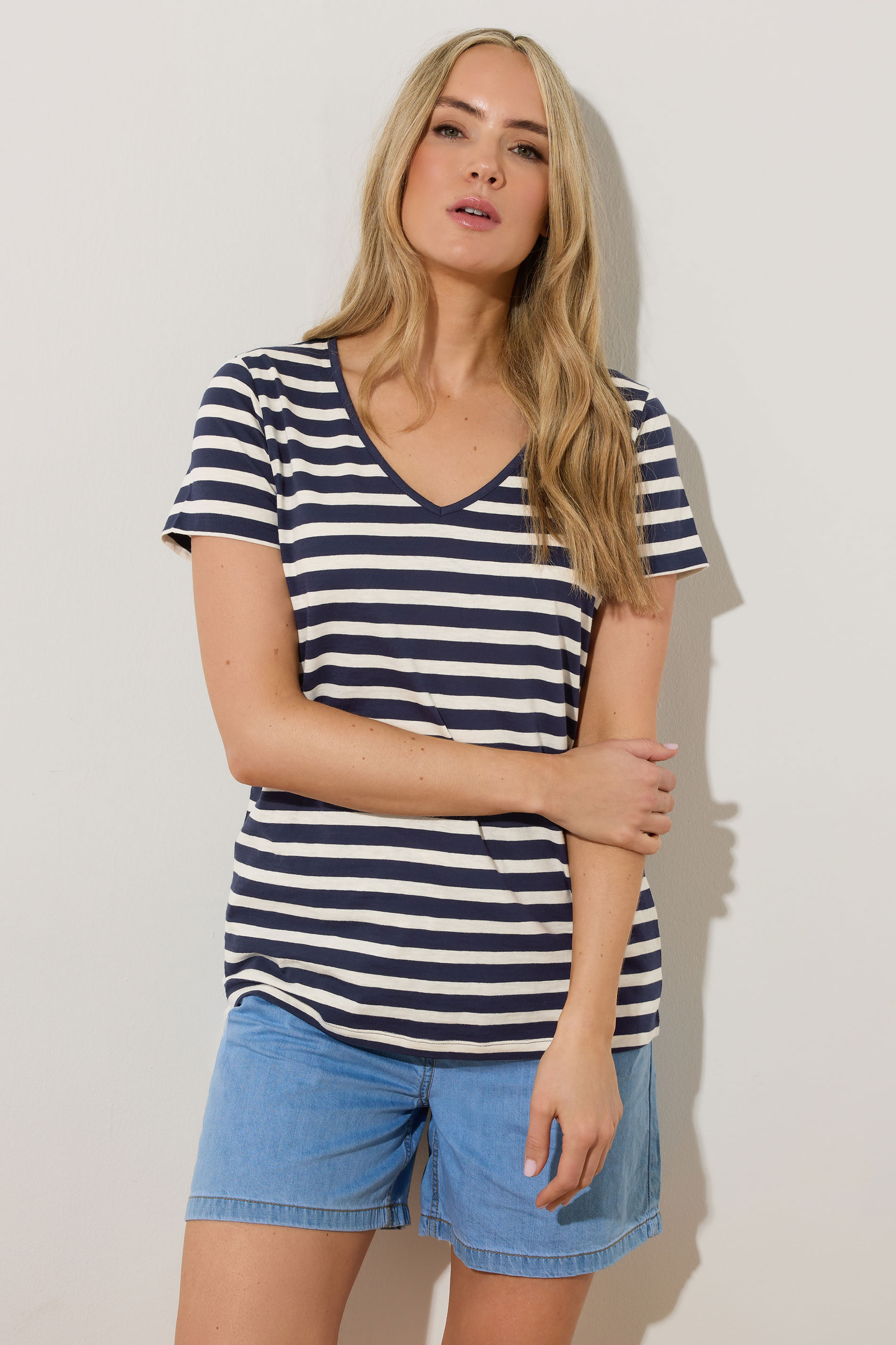 LTS Tall 3 PACK Blue & Pink Stripe V-Neck T-Shirts | Long Tall Sally 7