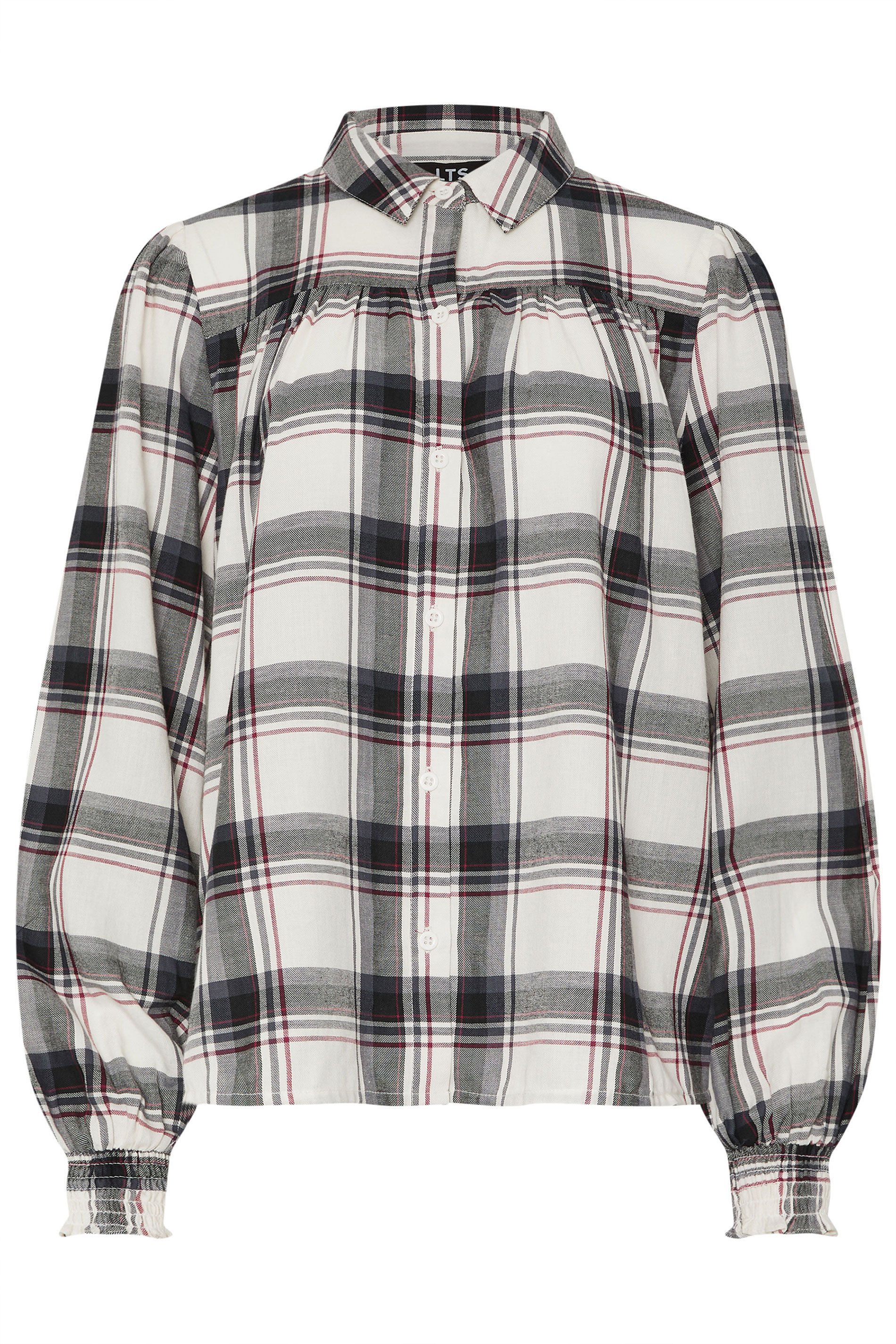 LTS Tall Ivory White Check Yoke Button Shirt | Long Tall Sally 5