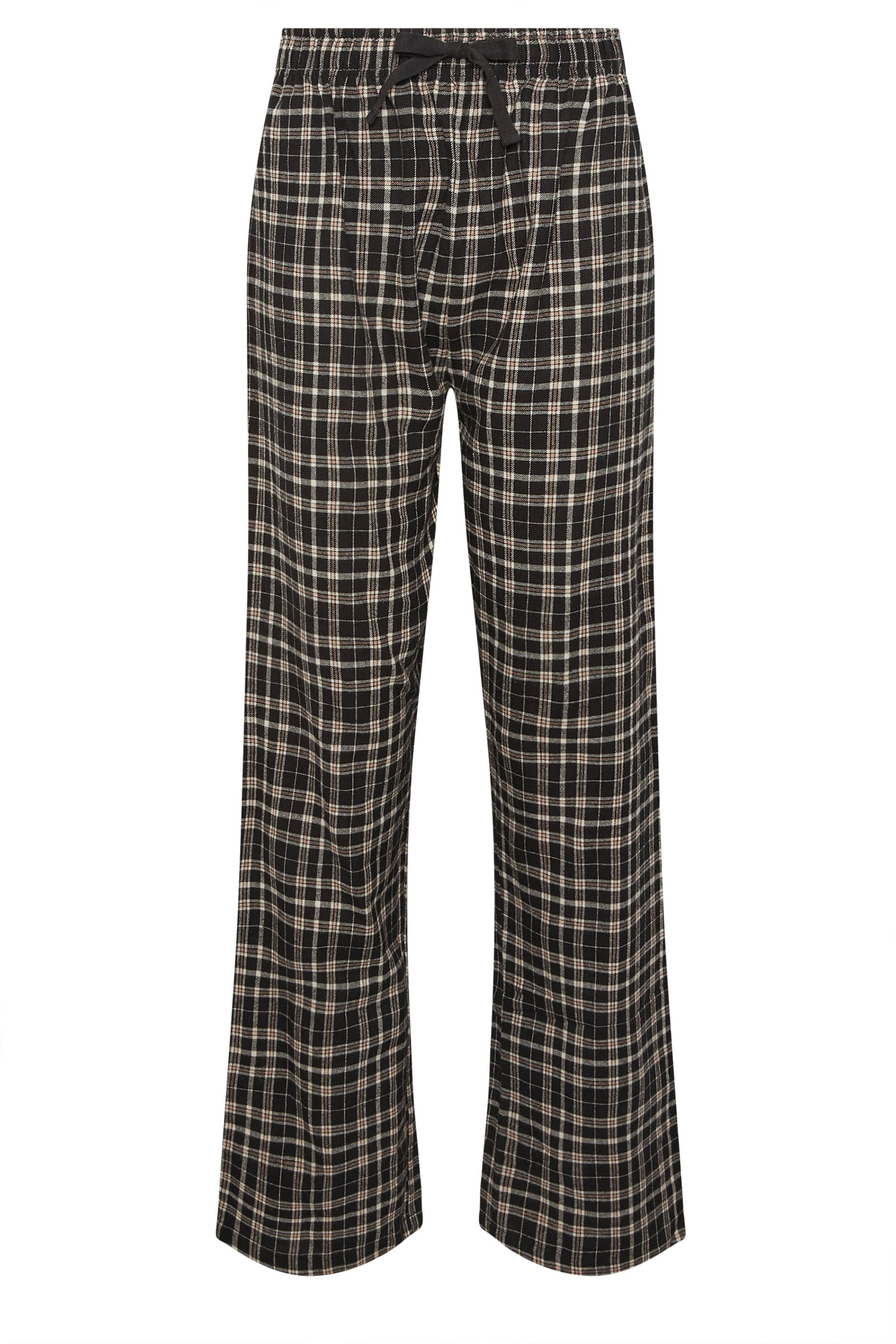 LTS Tall Black Cotton Check Pyjama Bottoms | Long Tall Sally 5