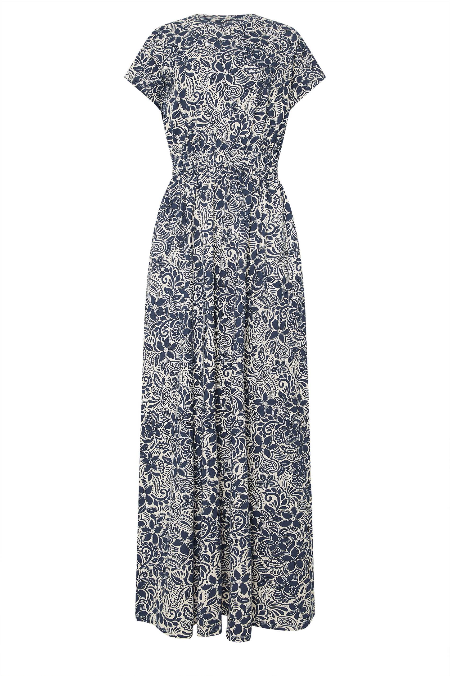 LTS Tall Navy Blue Floral Jersey Shirred Waist Maxi Dress | Long Tall Sally 6