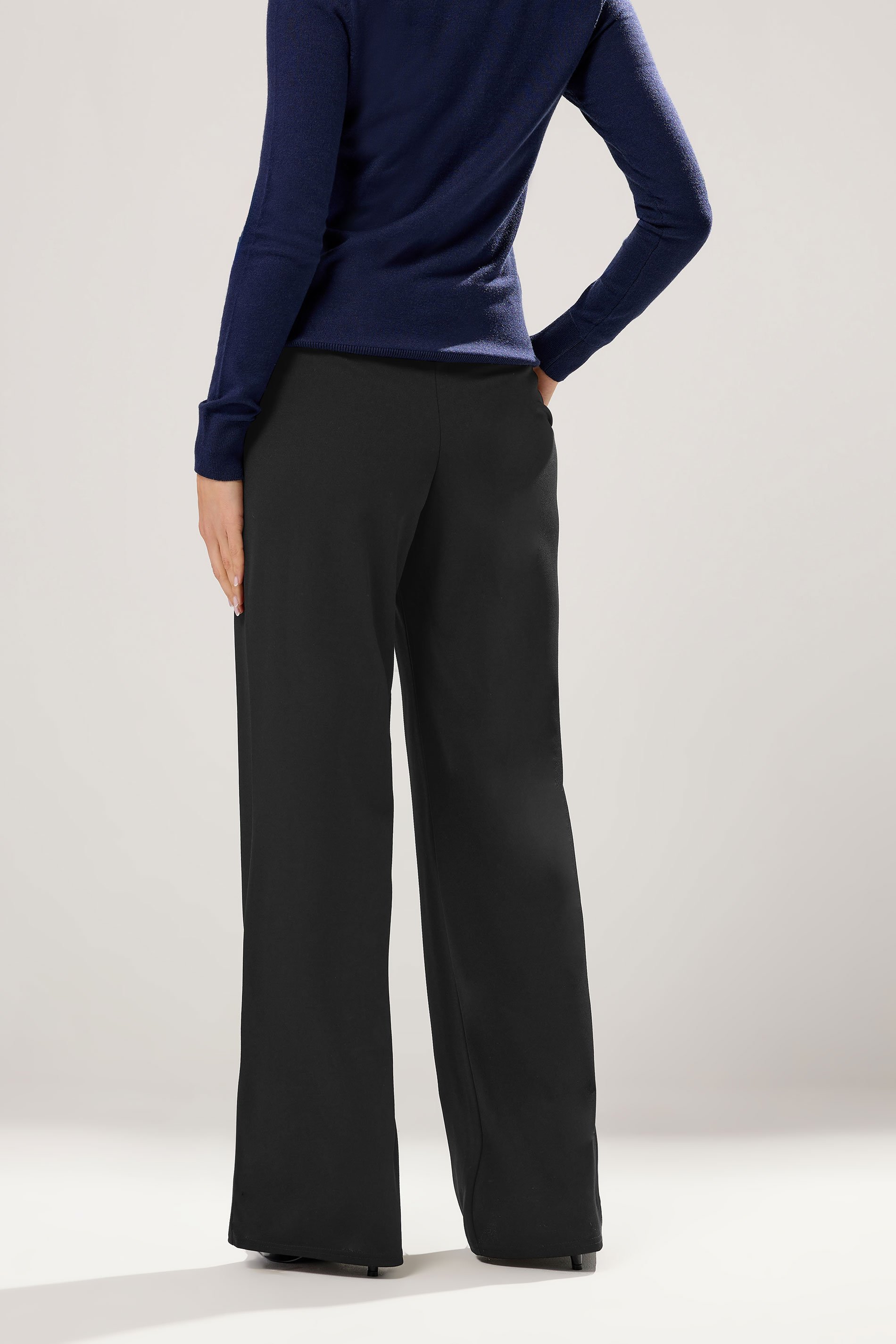 LTS Tall Black Elasticated Wide Leg Trousers | Long Tall Sally  3