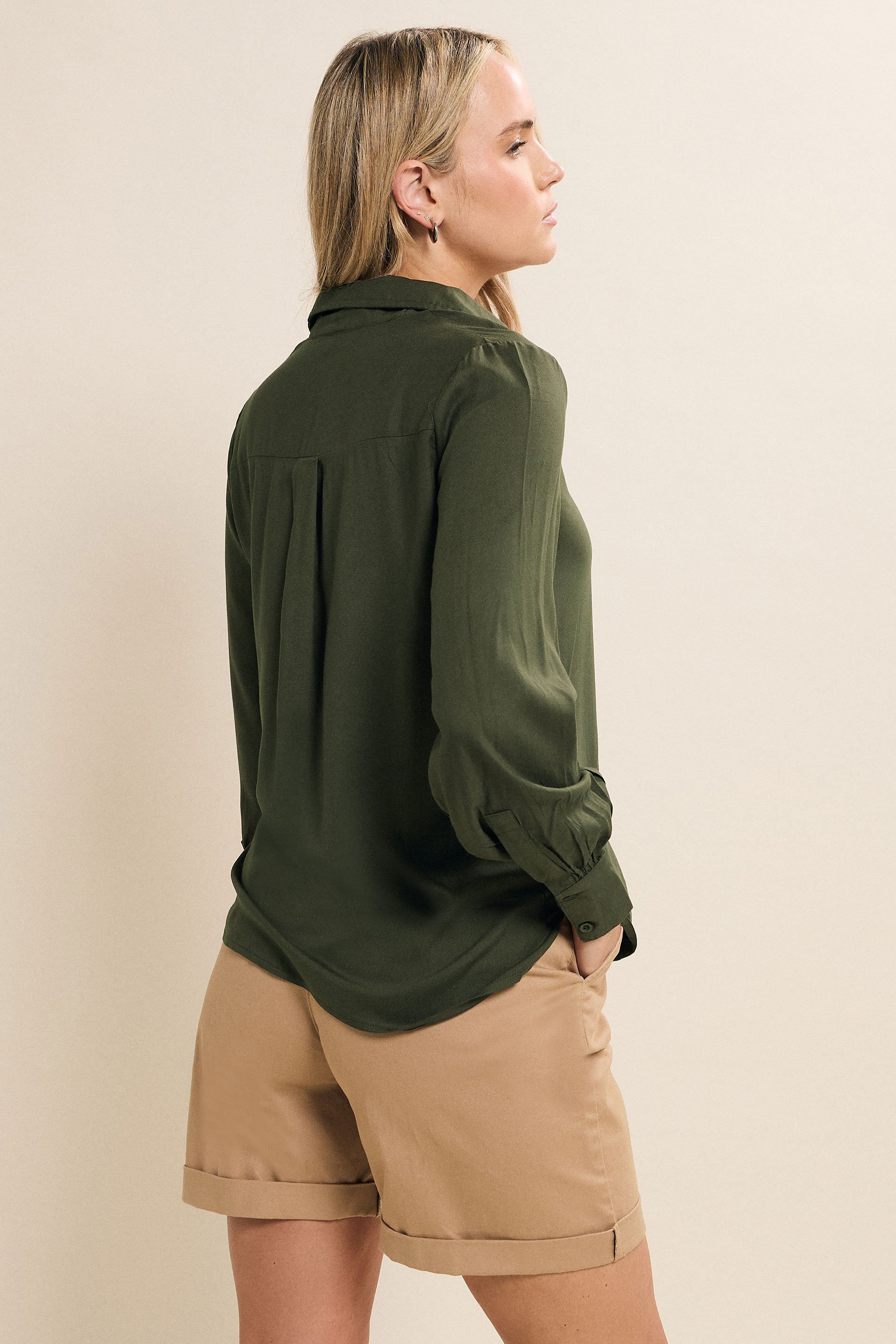 LTS Tall Olive Green Open Collar Shirt | Long Tall Sally 4