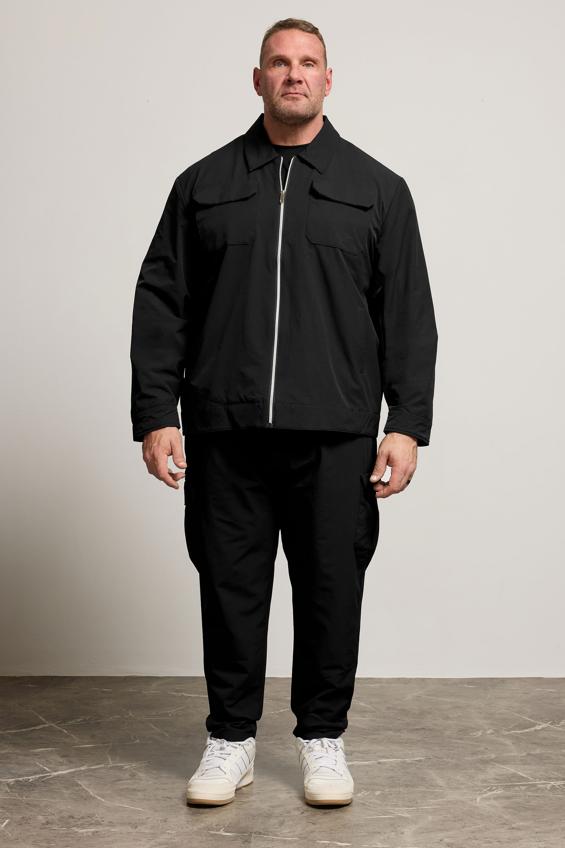 D555 Big & Tall Black Couture Stretch Zip Through Jacket | BadRhino 2