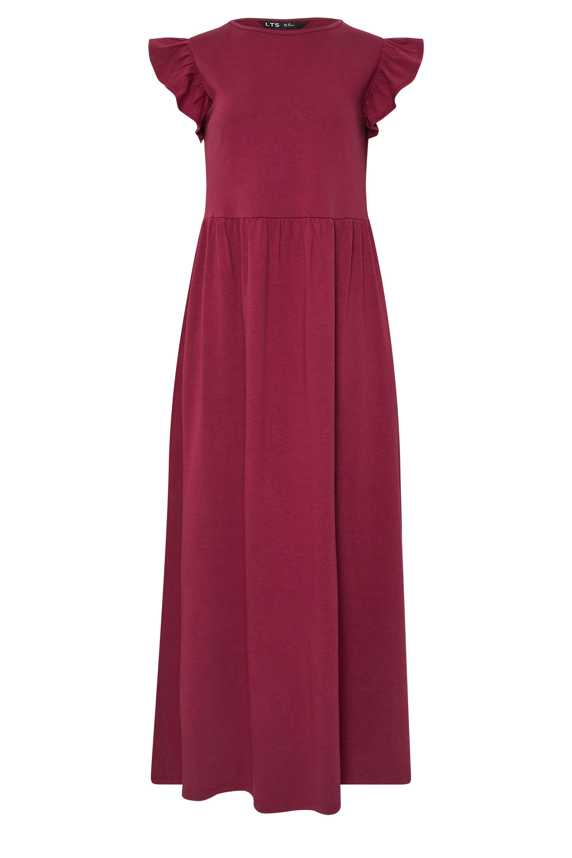 LTS Tall Dark Red Frill Sleeve Maxi Dress | Long Tall Sally 6