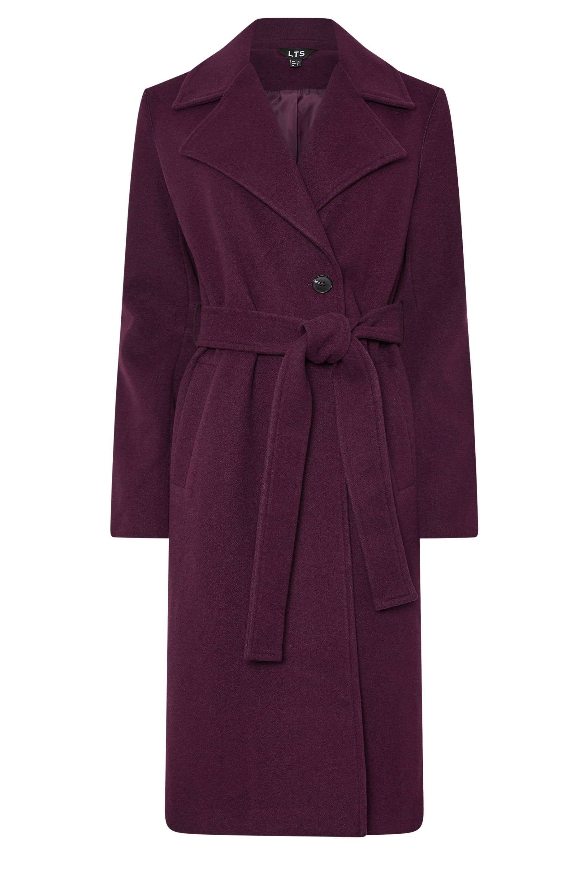LTS Tall Burgundy Red Formal Wrap Belted Midi Coat | Long Tall Sally 5