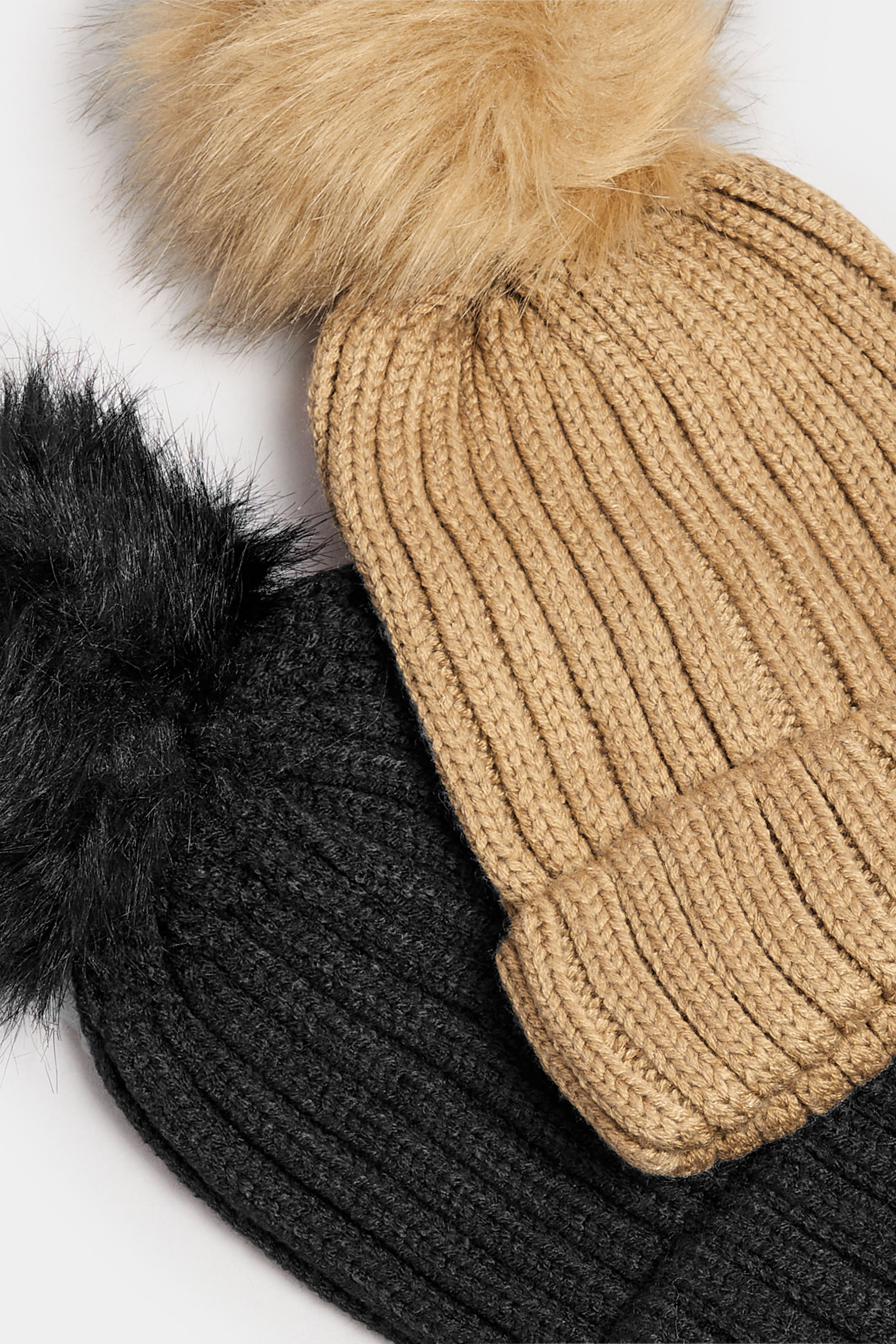Beige Brown Faux Fur Pom Pom Bobble Hat | Yours Clothing 4