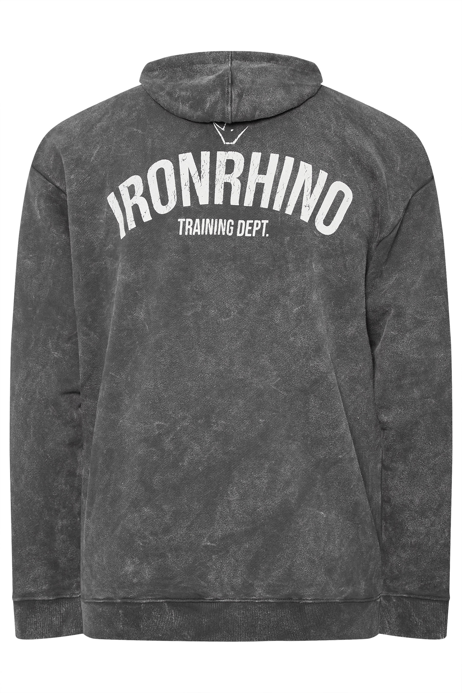 IronRhino Big & Tall Grey 'Training Dept' Acid Wash Hoodie | BadRhino 7
