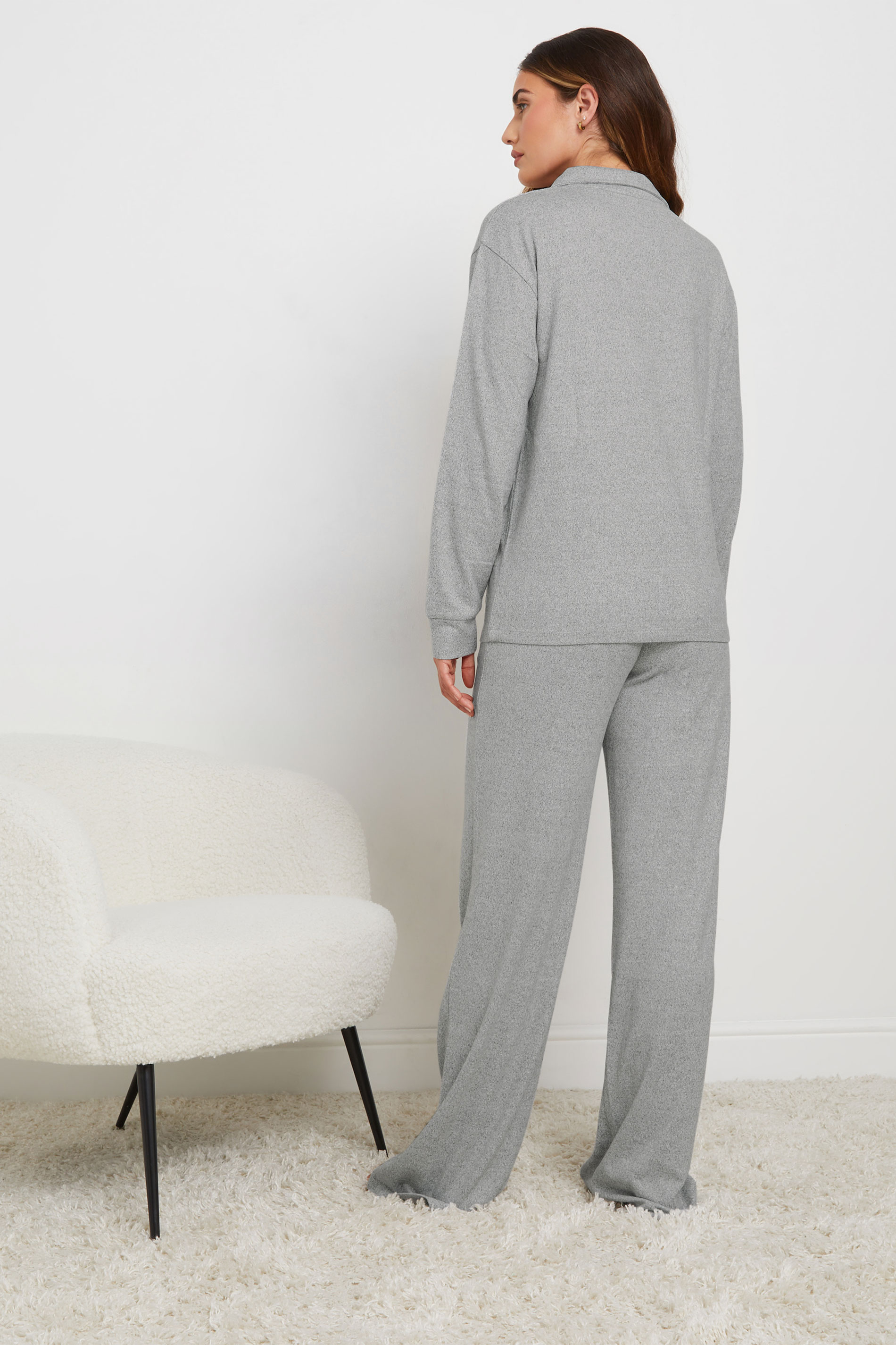 LTS Tall Grey Marl Soft Touch Wide Leg Joggers | Long Tall Sally 3