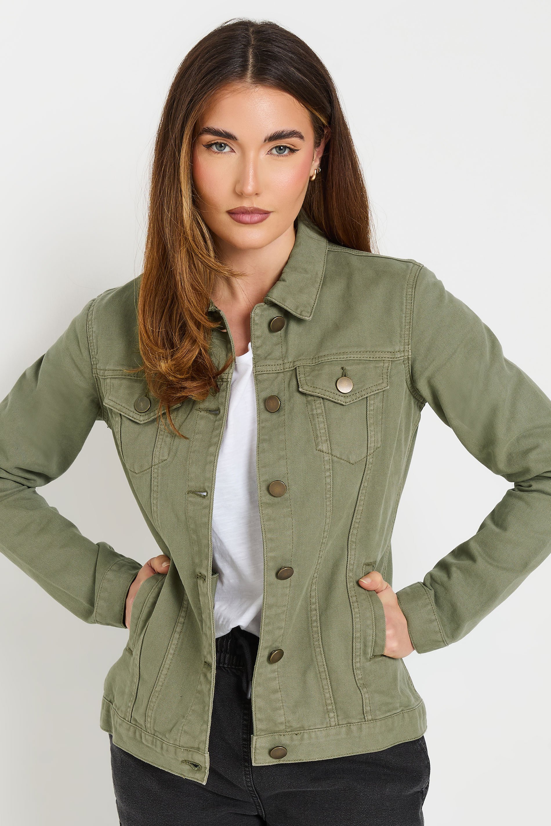 LTS Tall Khaki Green Denim Jacket | Long Tall Sally 3