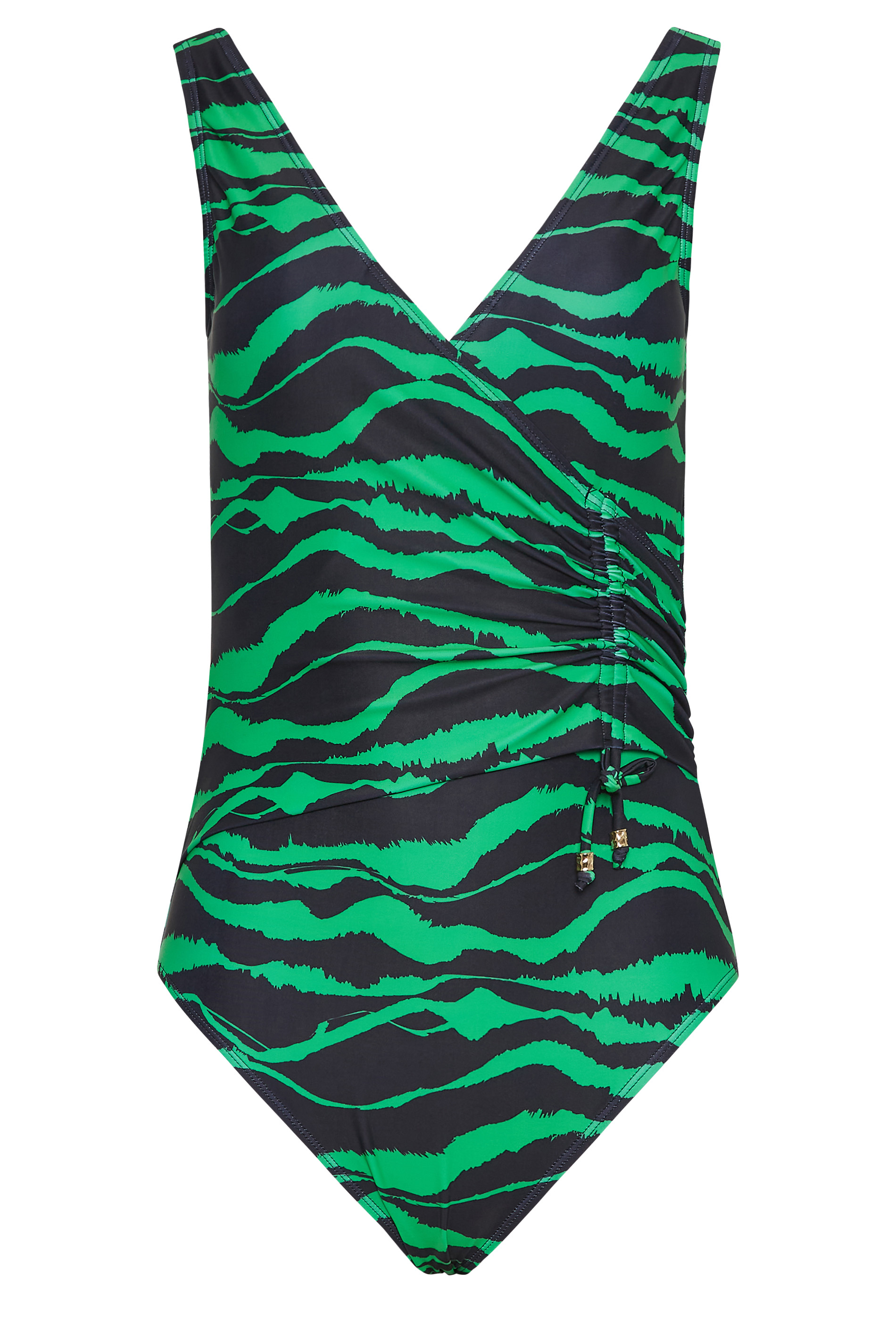 LTS Tall Women's Green Animal Print Ruched Side Swimsuit | Long Tall Sally 8