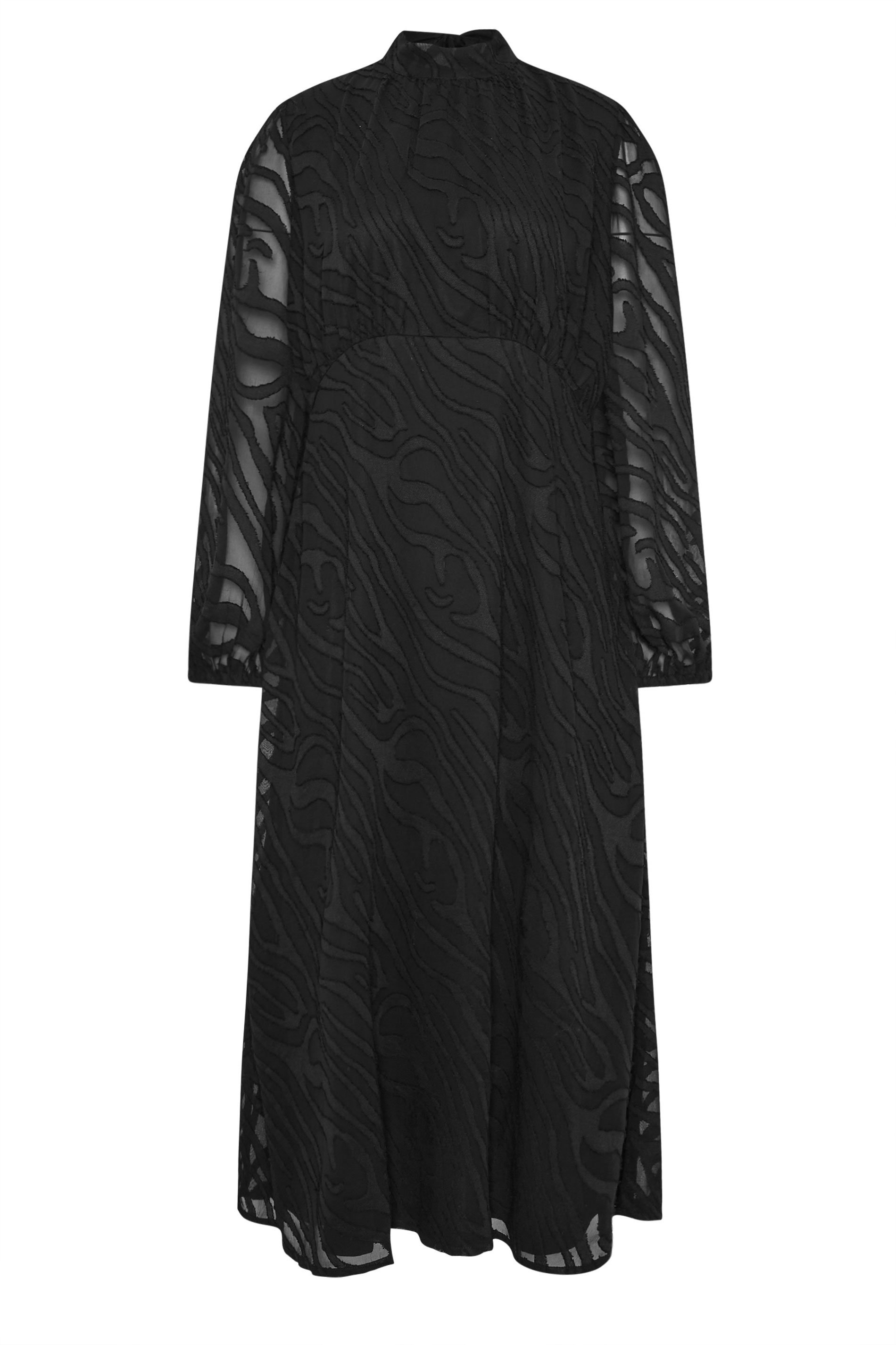 LTS Tall Black Animal Burnout Tie Midi Dress | Long Tall Sally  6
