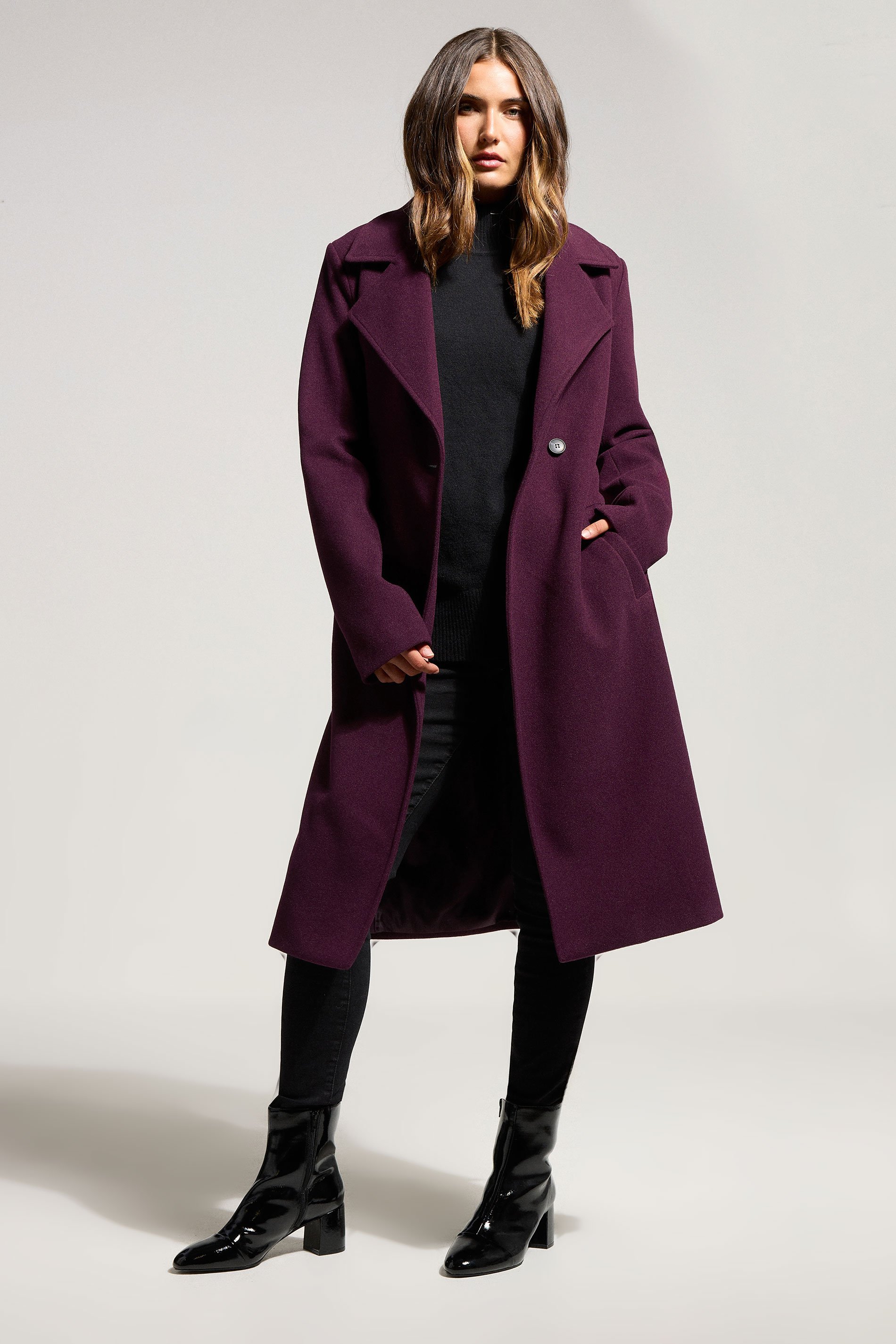 LTS Tall Burgundy Red Formal Wrap Belted Midi Coat | Long Tall Sally 2
