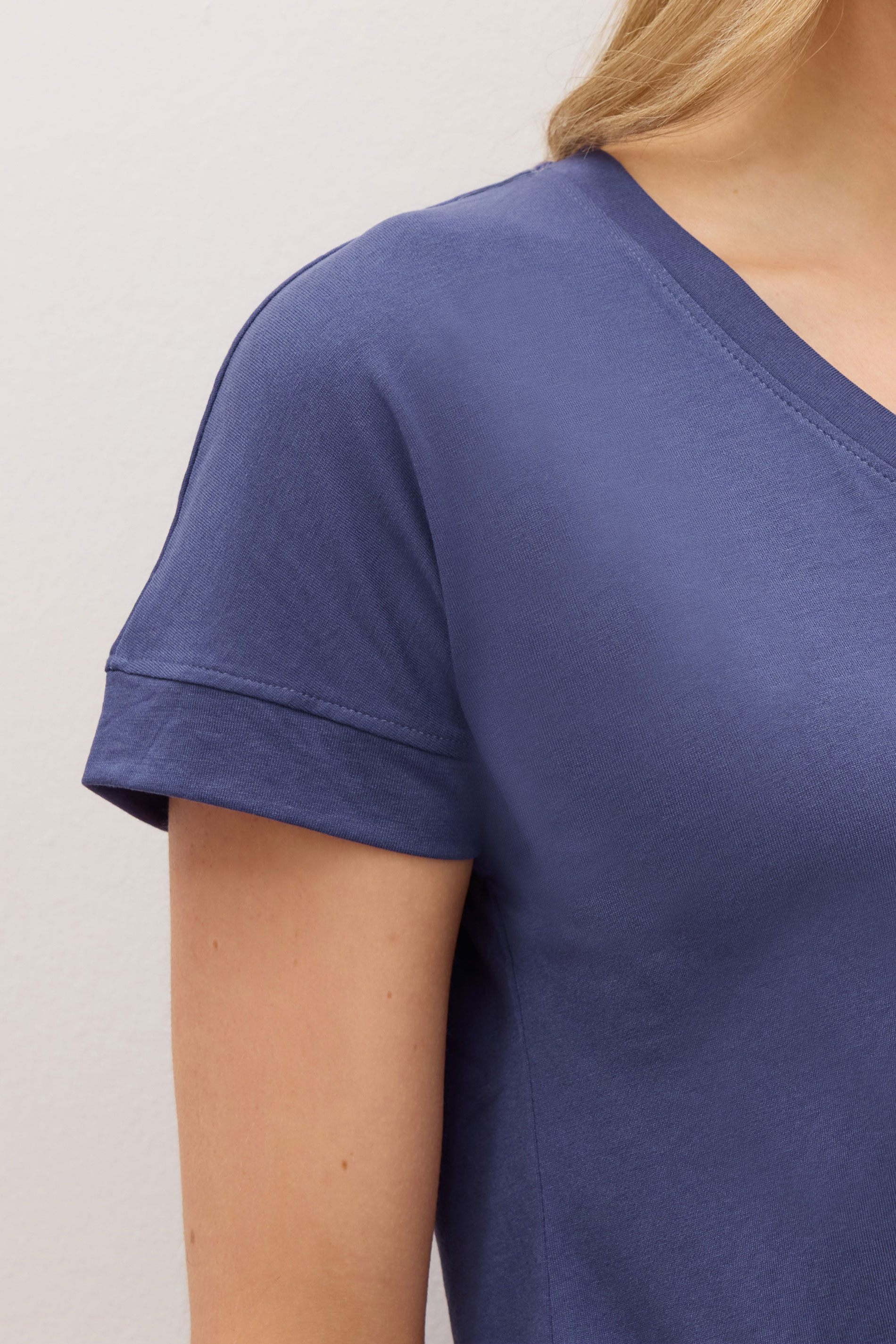 LTS PREMIUM Tall Navy Blue V-Neck Modal T-Shirts | Long Tall Sally 4