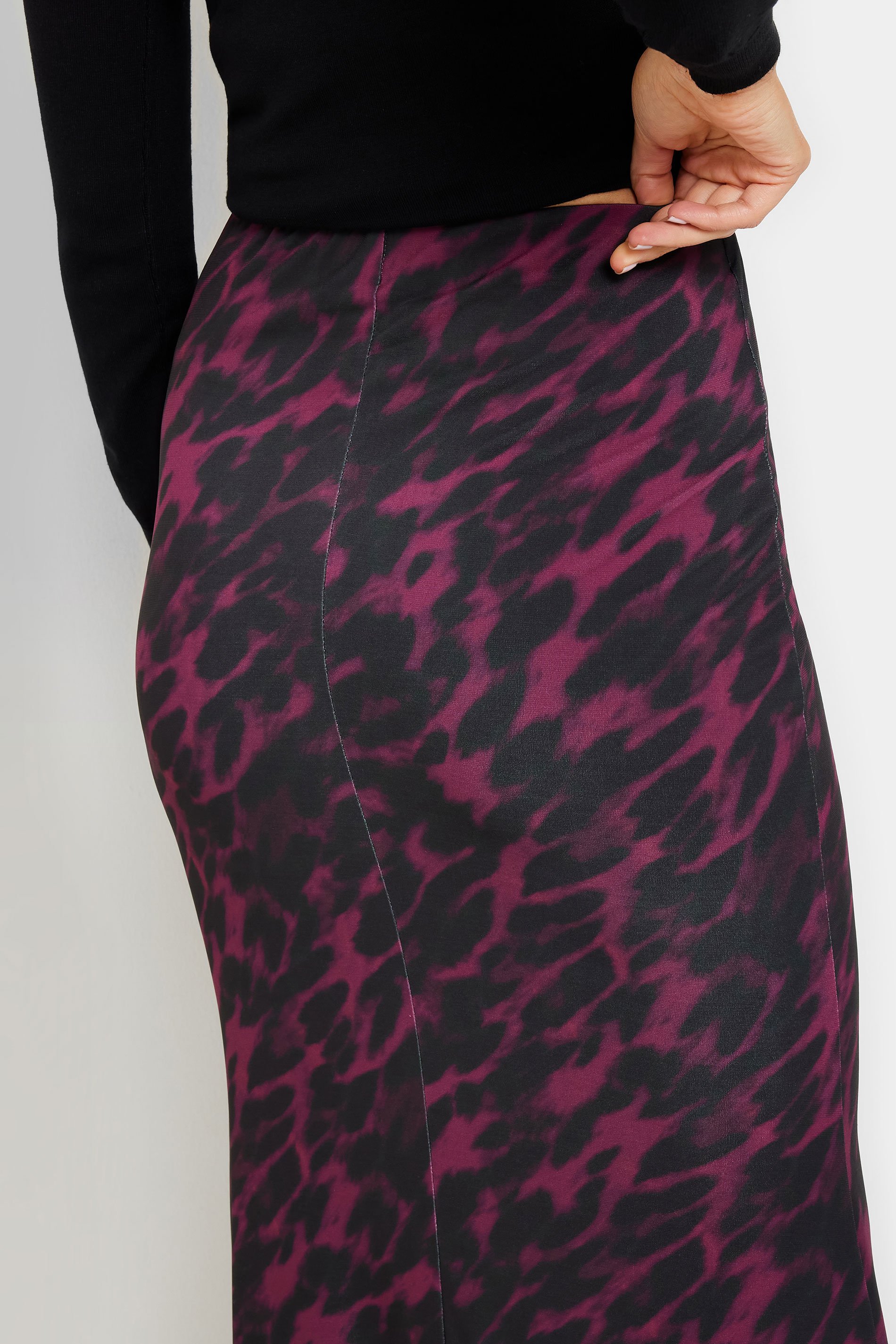 LTS Tall Burgundy Red Animal Print Maxi Skirt | Long Tall Sally 4