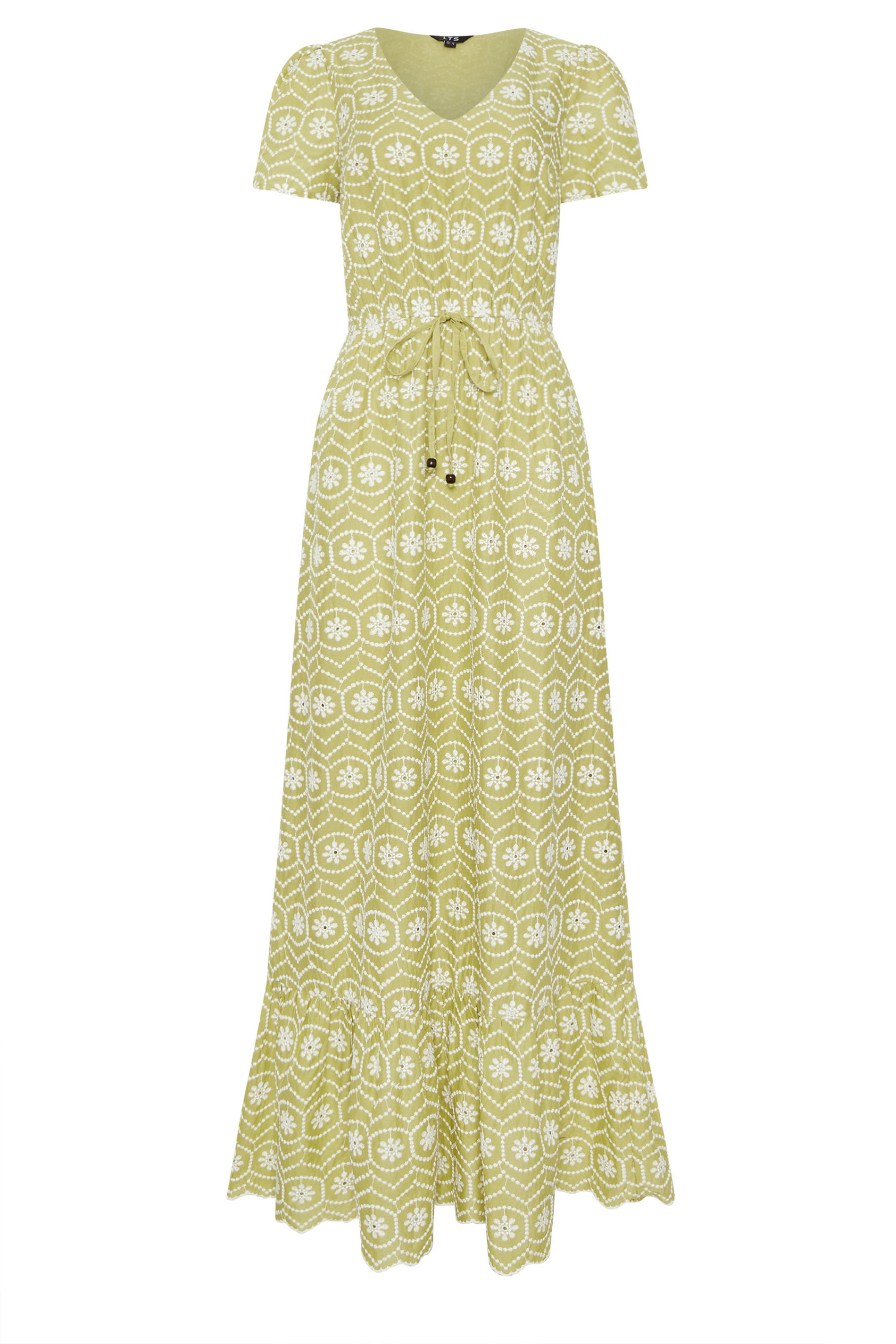 LTS Tall Women's Lime Green Floral Embroidered Cotton Maxi Dress | Long Tall Sally 6