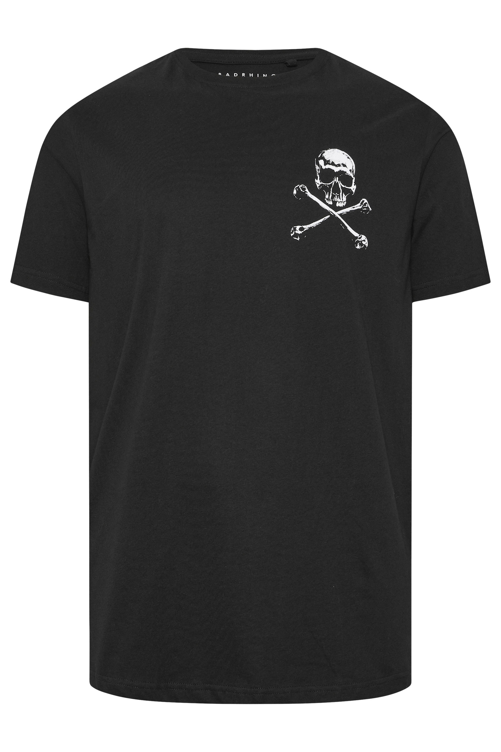 BadRhino Big & Tall Black Skull & Crossbones Graphic T-Shirt 6