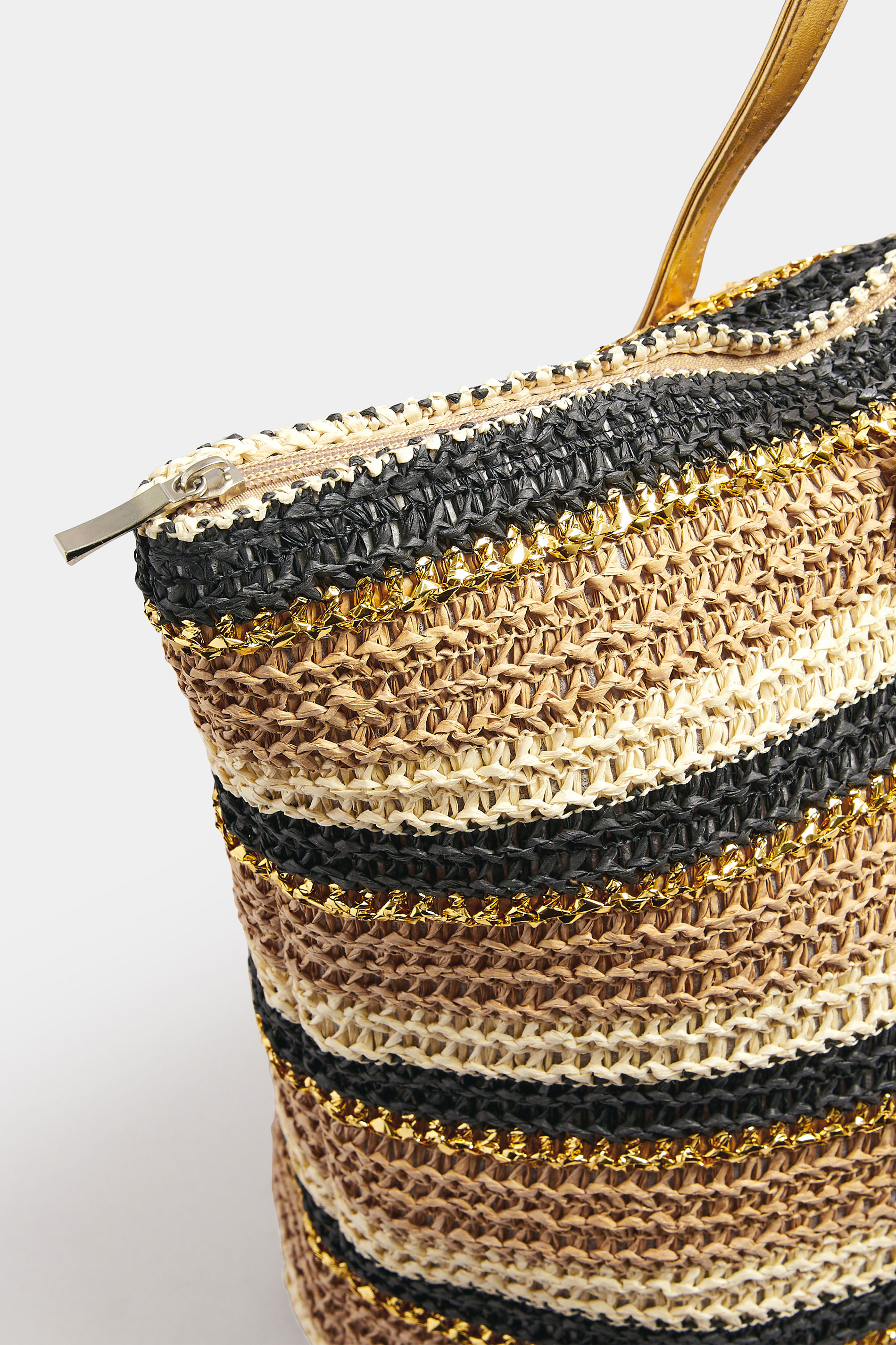 Natural Brown Straw Stripe Tote Bag | Yours Clothing 4