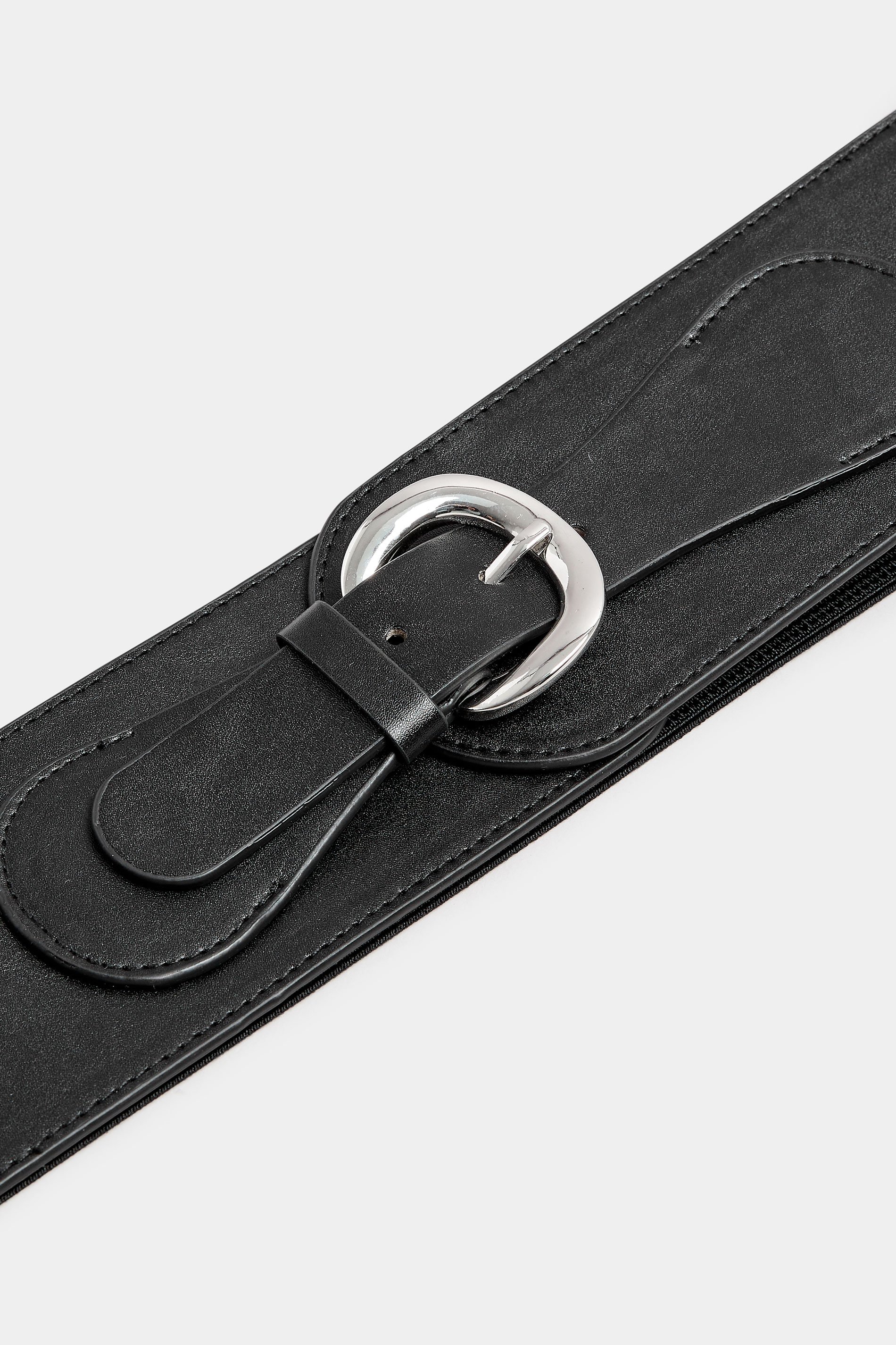 Black Wide Stretch Buckle Belt | Yours Clothing 3