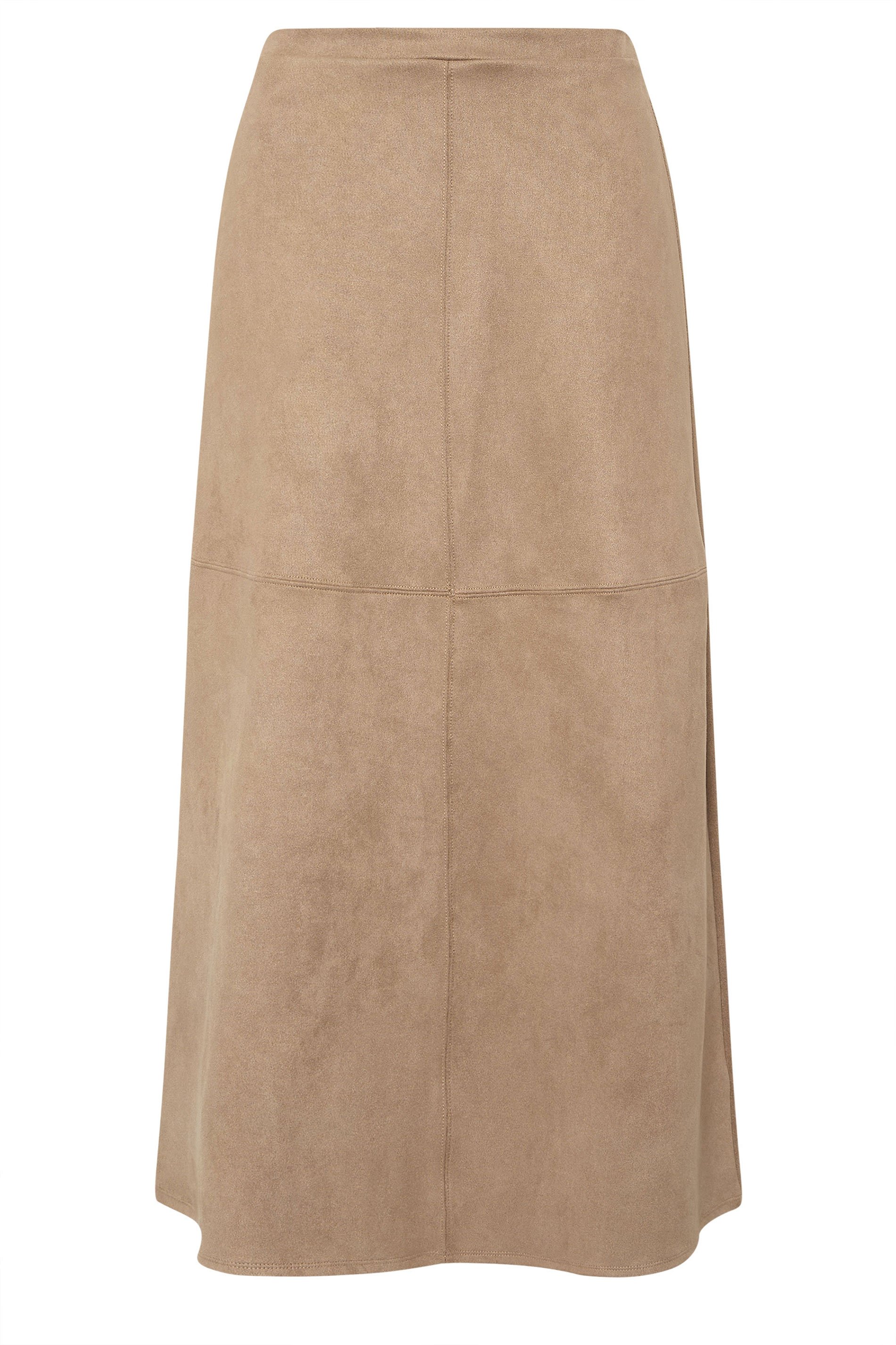 LTS Tall Tan Brown Suedette A-Line Midi Skirt | Long Tall Sally 5