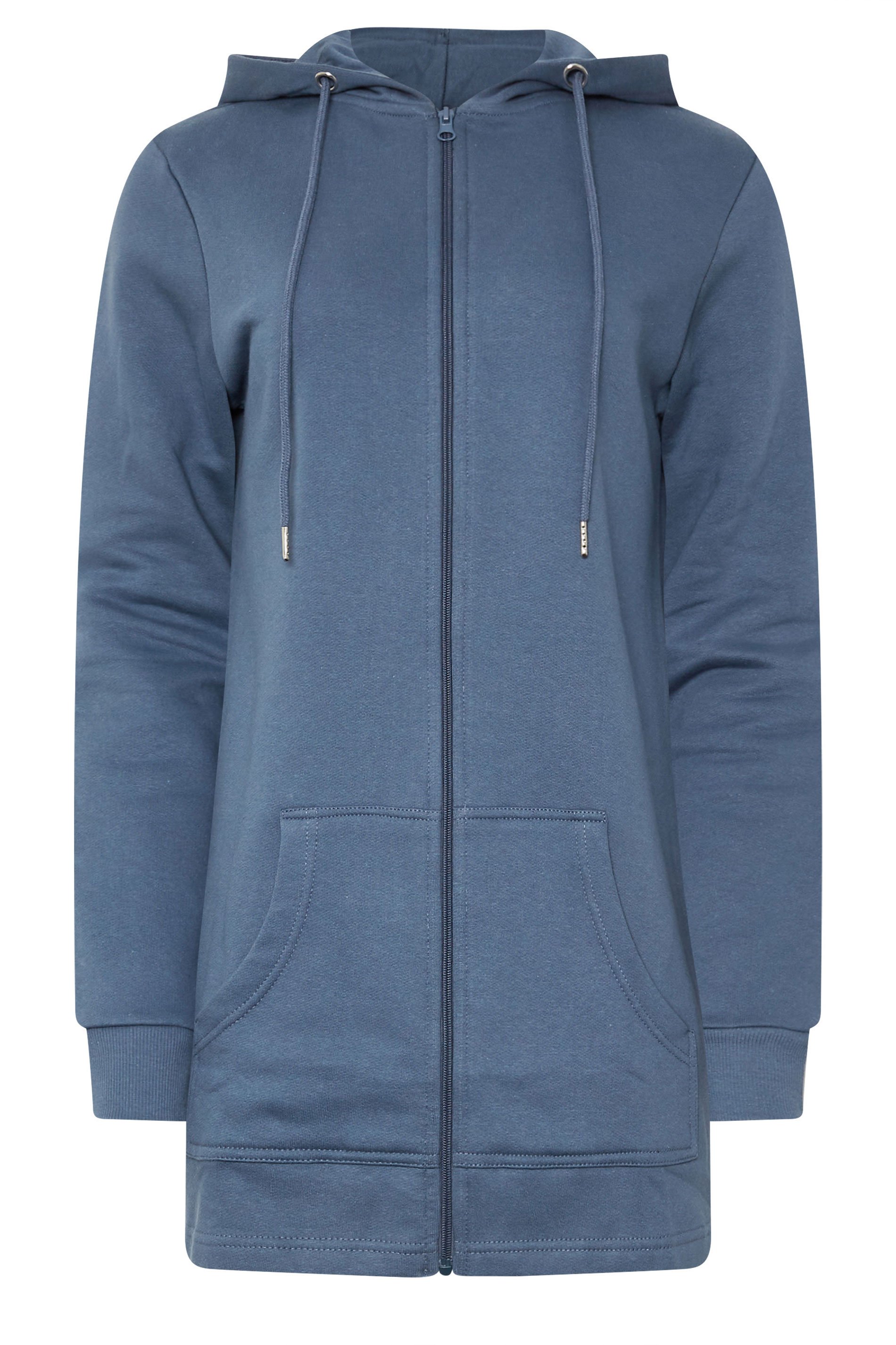 LTS Tall Denim Blue Cotton Longline Hoodie | Long Tall Sally 5
