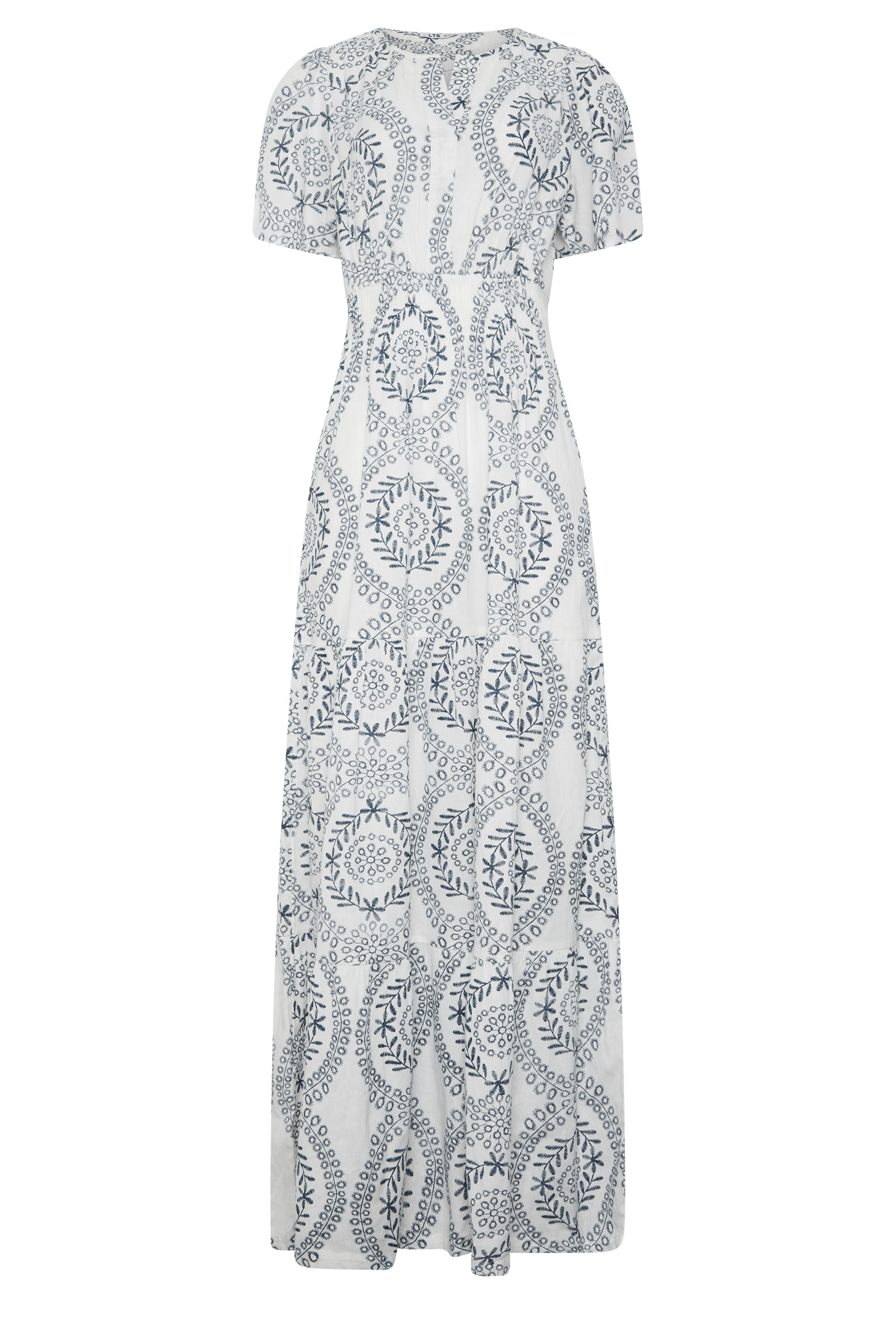 LTS Tall Women's Navy & White Leaf Print Linen Maxi Dress | Long Tall Sally 1
