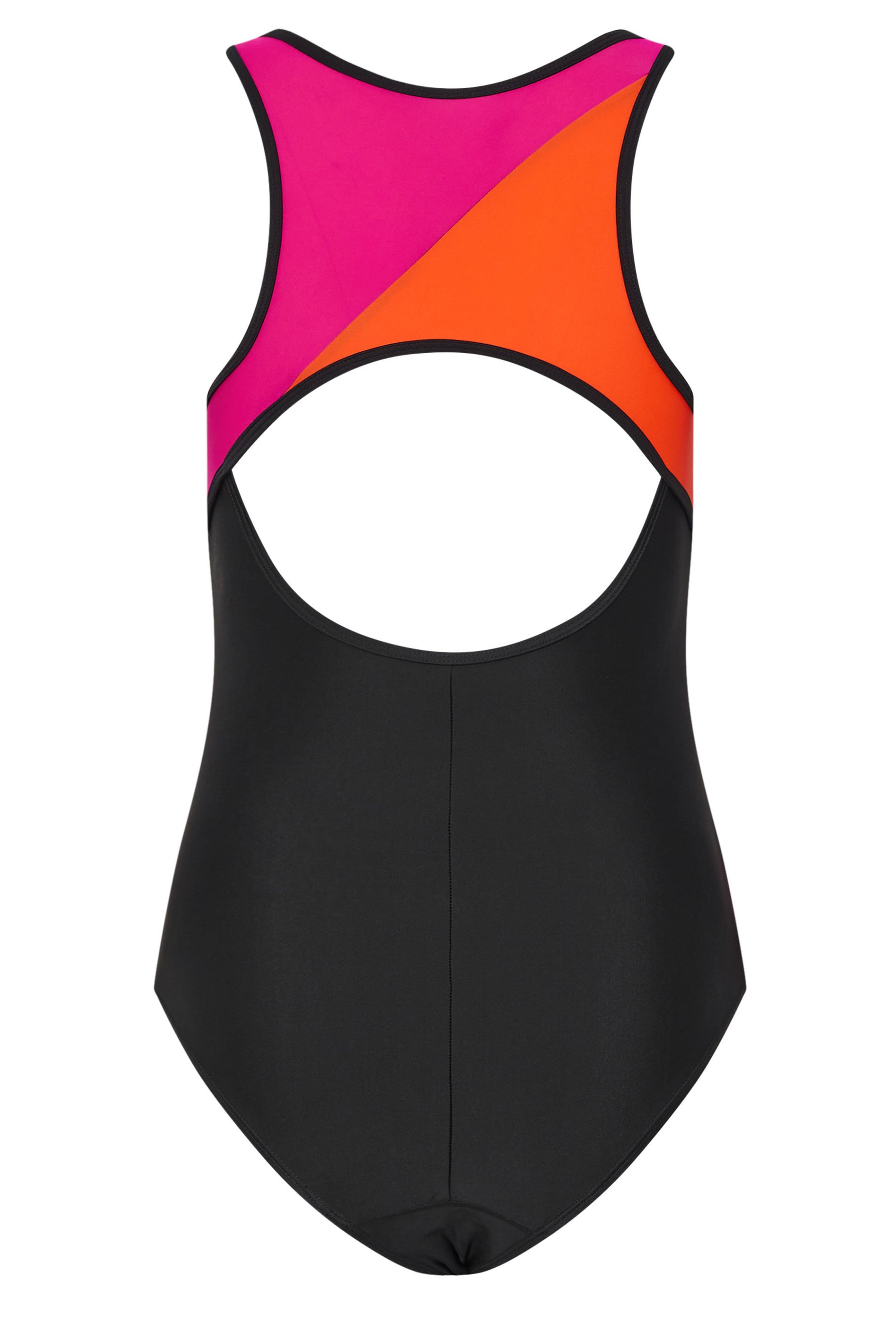 LTS Tall Womens Black & Pink Contrast Swimsuit | Long Tall Sally 6