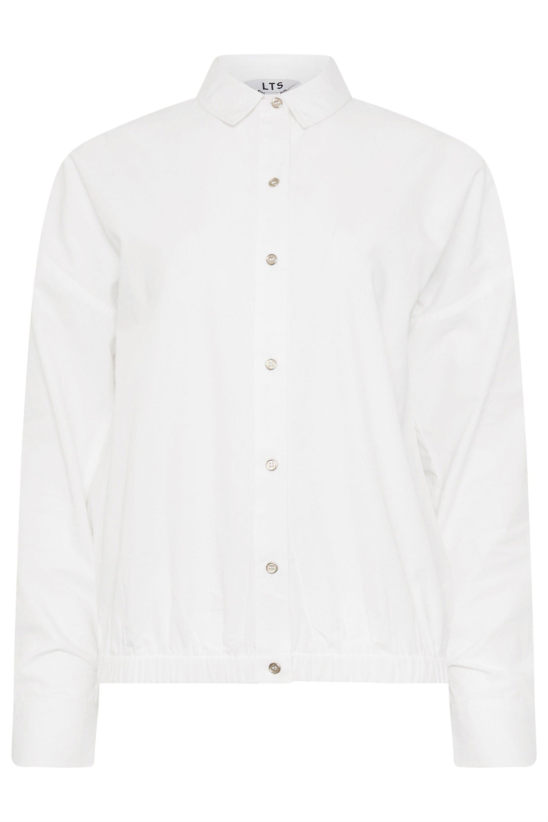 LTS Tall Women's White Cotton Elasticated Hem Shirt | Long Tall Sally 5