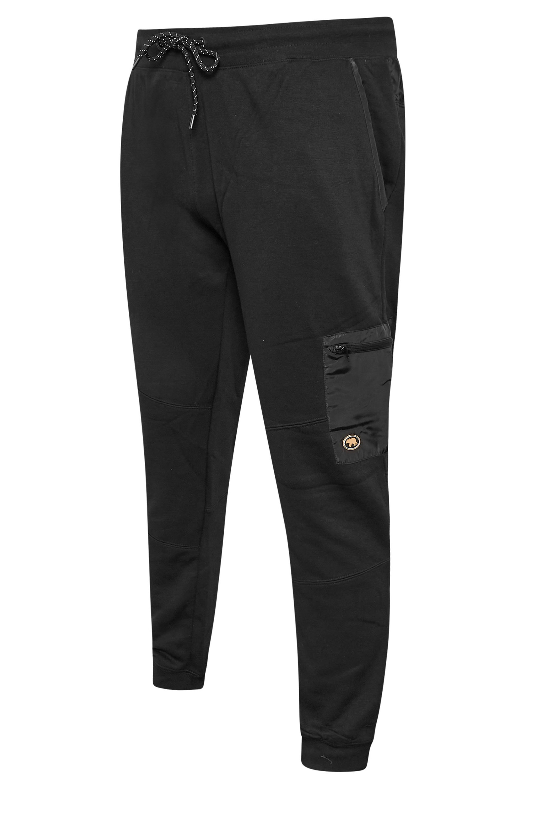 D555 Big & Tall Black Woven Fabric Trim Joggers | BadRhino 4