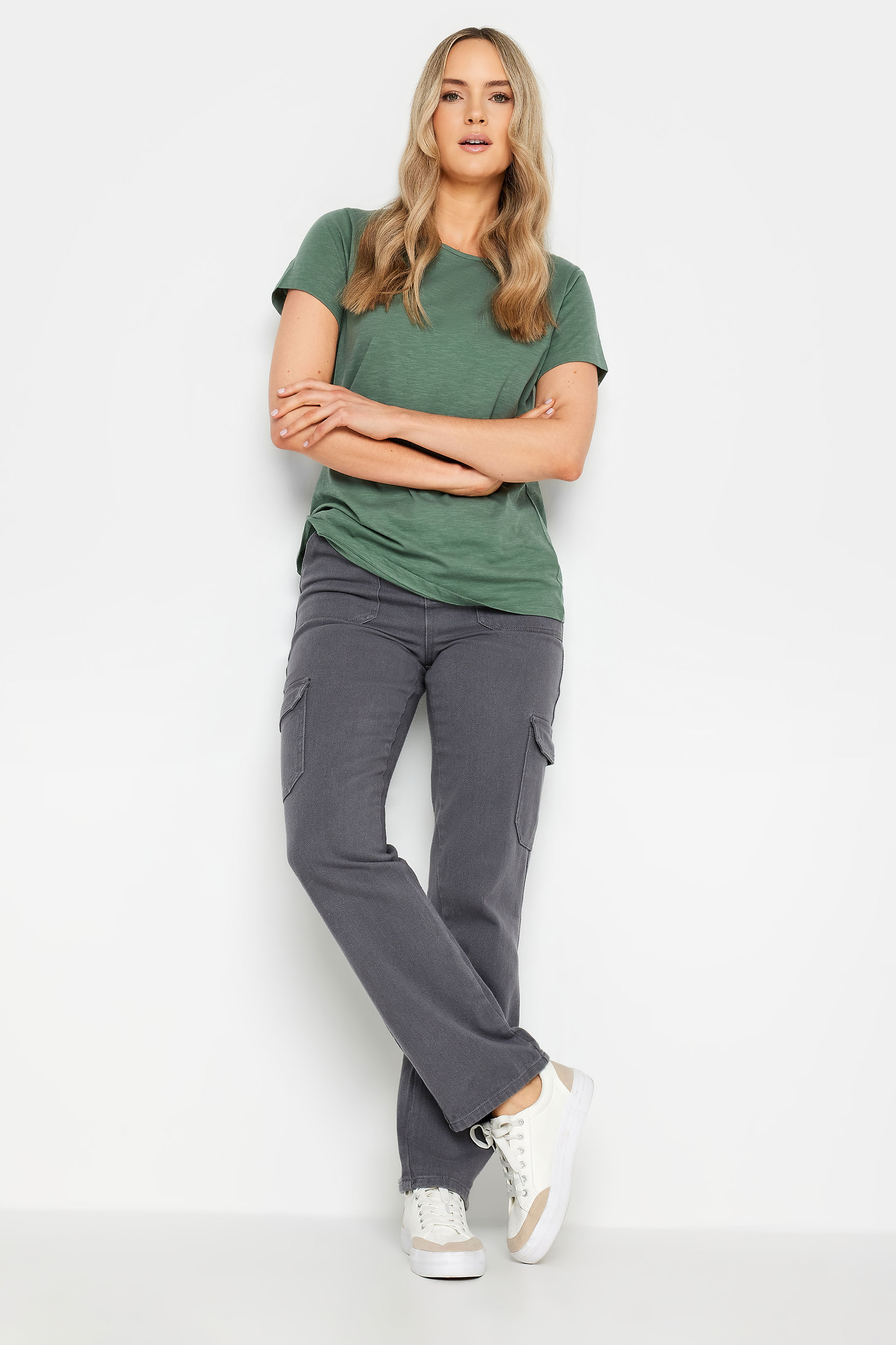 LTS Tall Womens Khaki Green Short Sleeve T-Shirt | Long Tall Sally 2