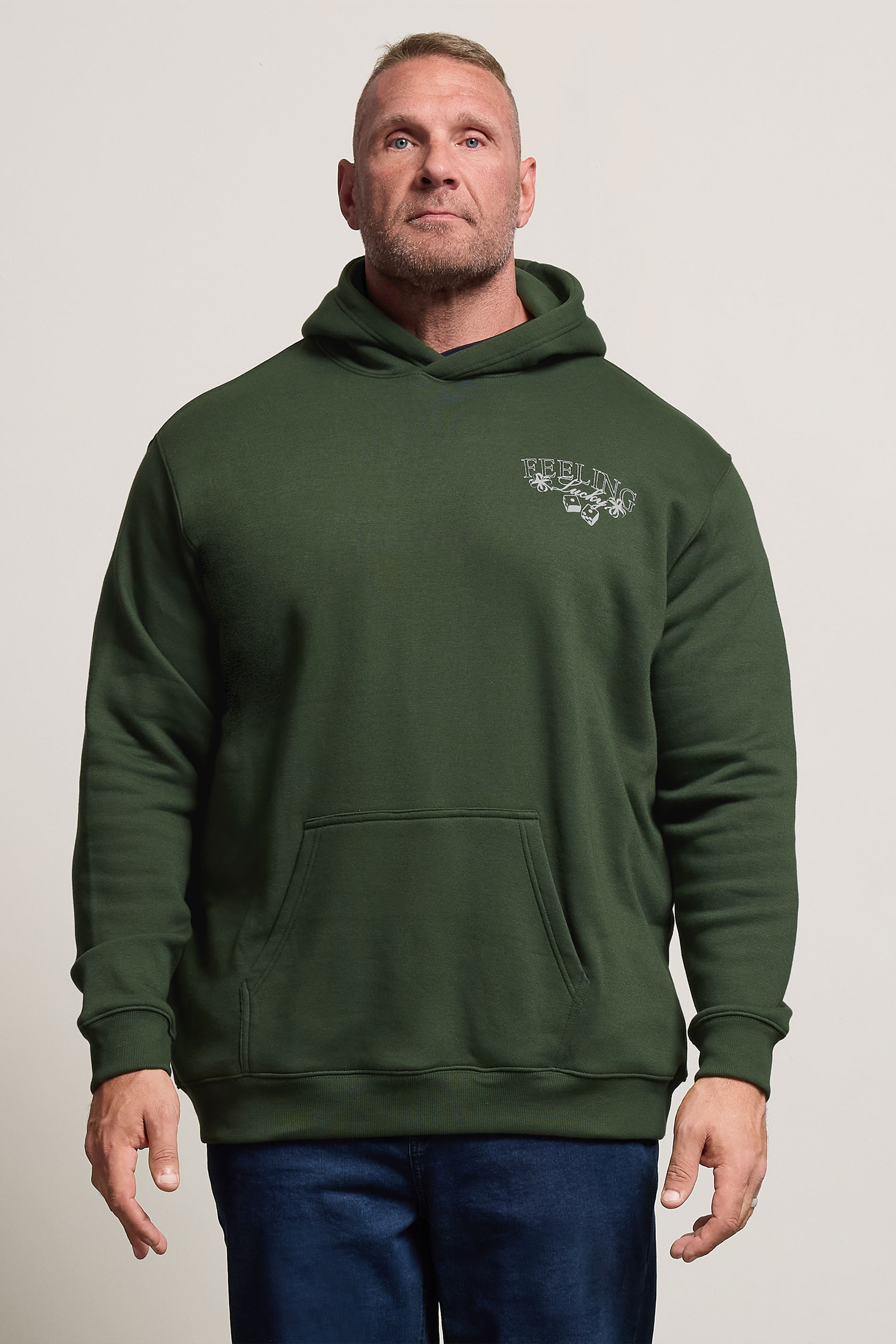 BadRhino Big & Tall Dark Green Feeling Lucky Hoodie | BadRhino 1