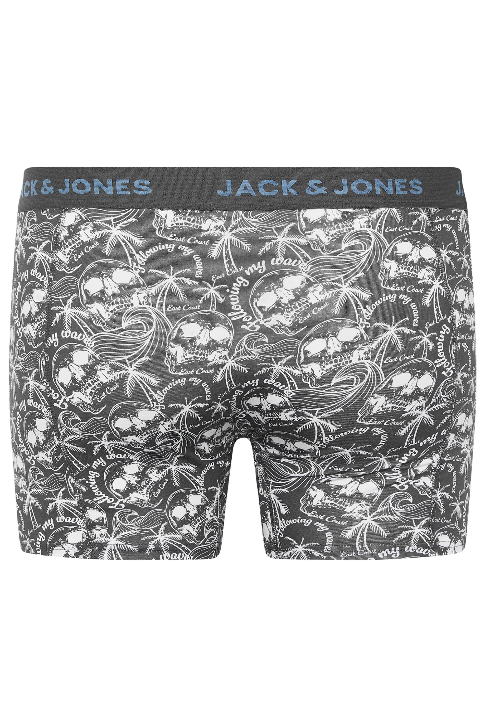 JACK & JONES Big & Tall 3 PACK Blue & Skull Print Boxers | BadRhino 7