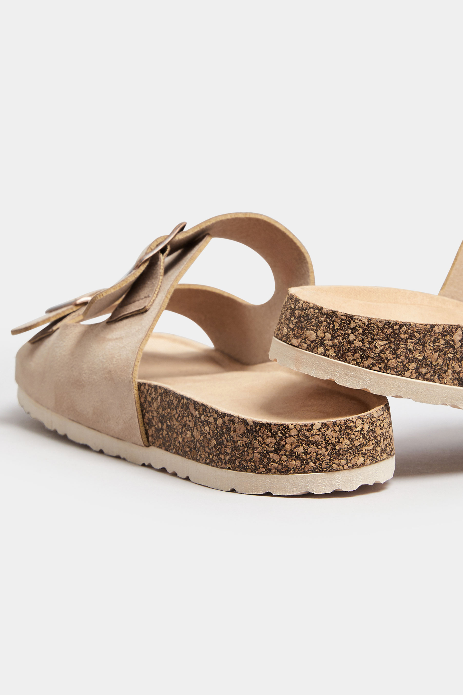 Natural Brown Faux Suede Buckle Strap Sandals In Extra Wide EEE Fit | Yours Clothing 4