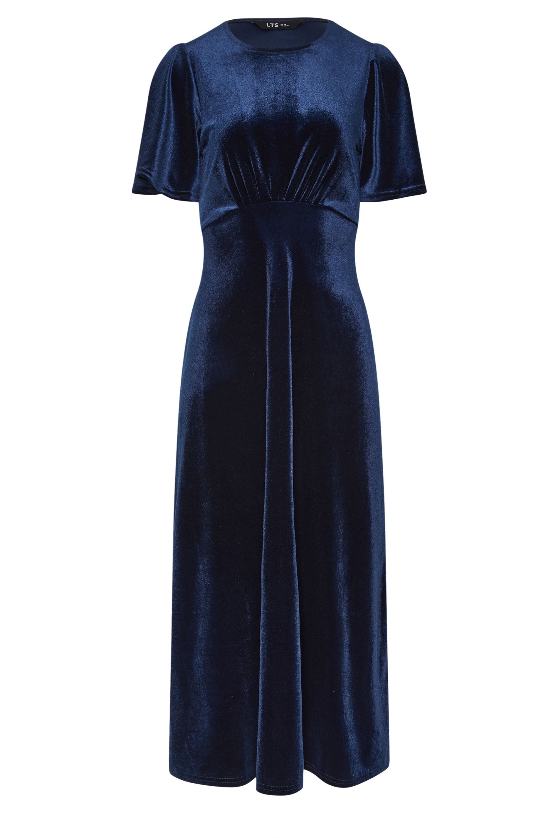 LTS Tall Navy Blue Velour Midi Tea Dress | Long Tall Sally 5