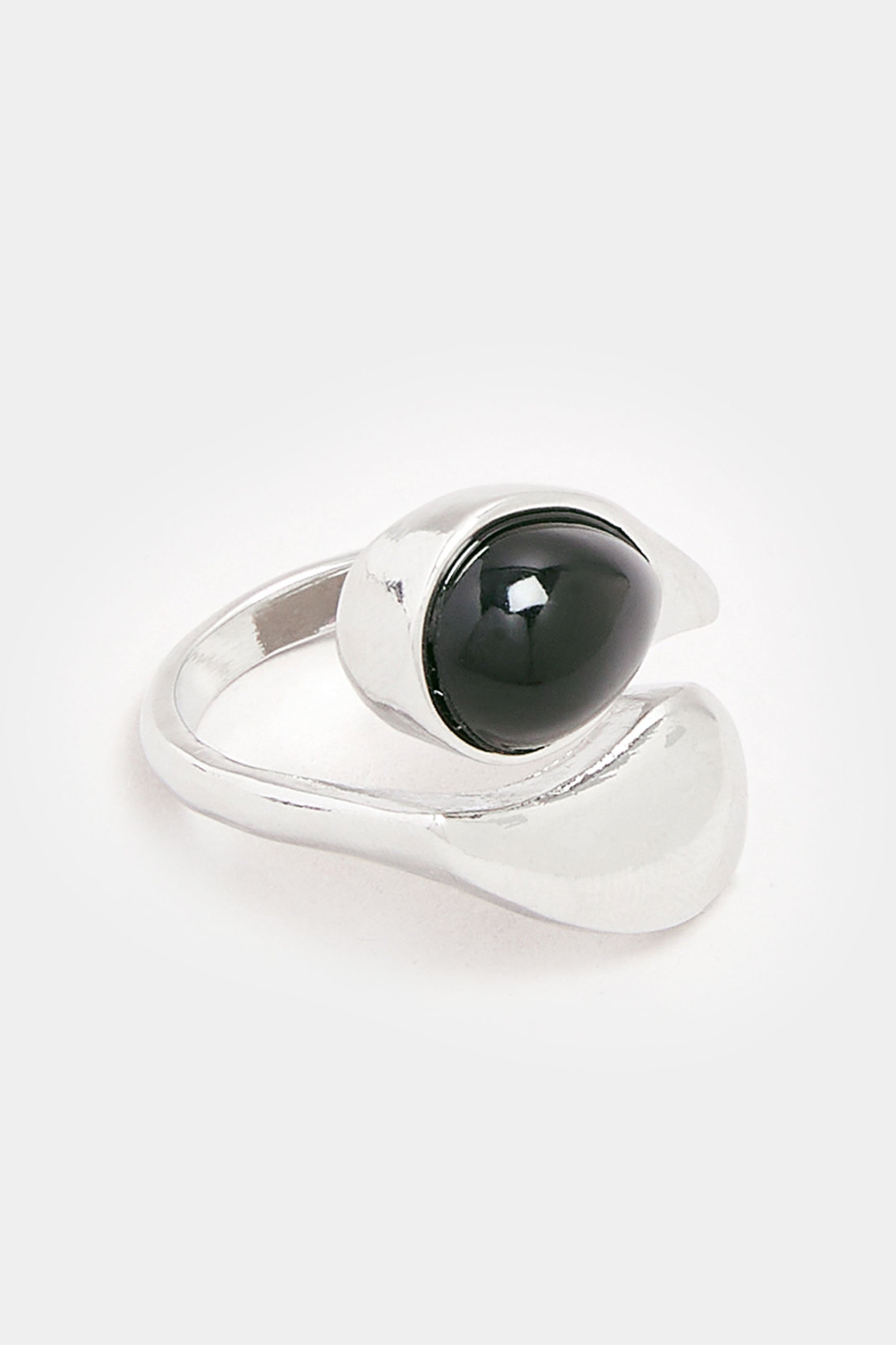 Silver Tone Stone Drop Ring | Yours Clothing 2