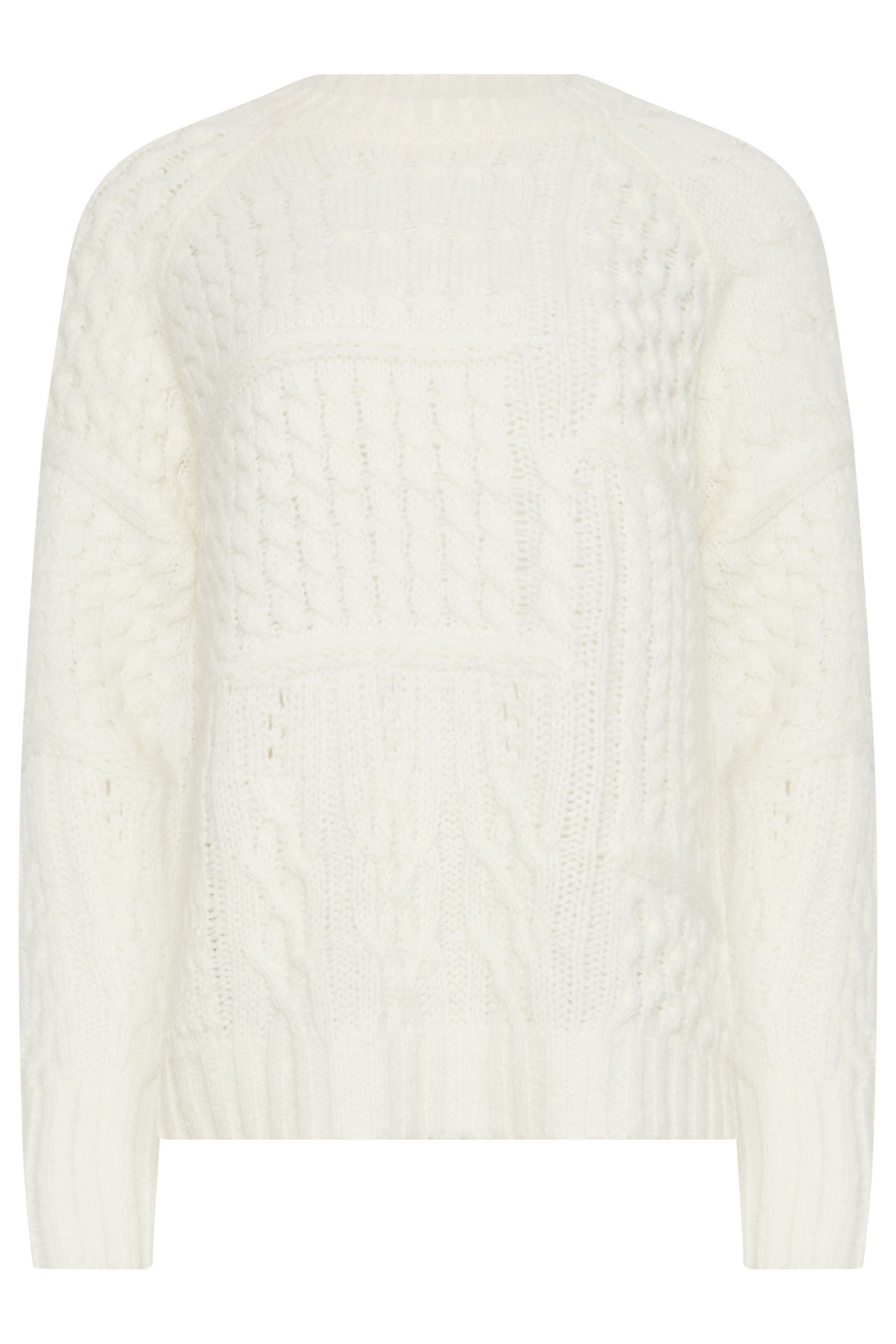 LTS Tall Women's Ivory White Patchwork Cable Knit Jumper