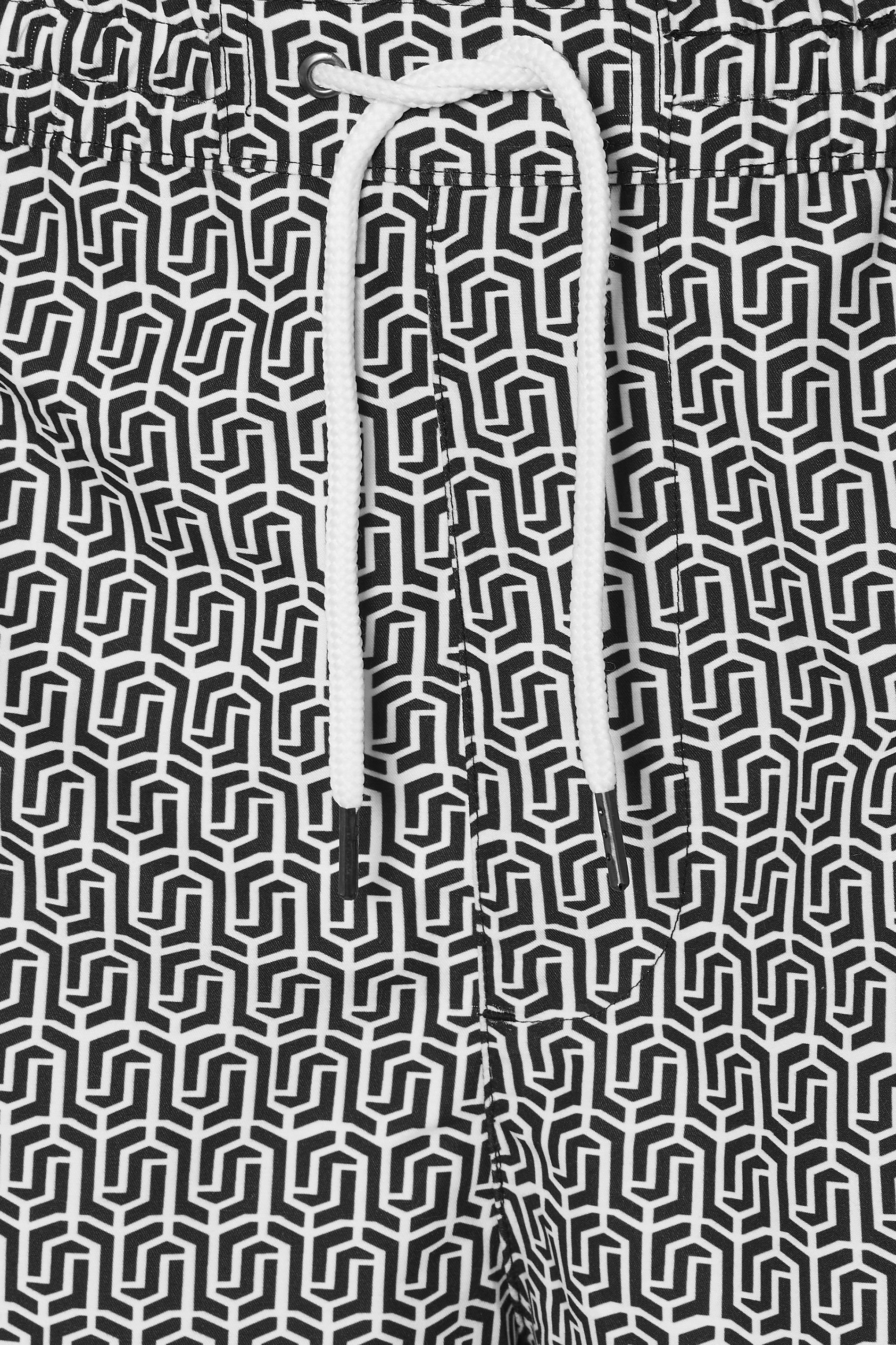 BadRhino Big & Tall Black & White Geometric Print Swim Shorts | BadRhino 6