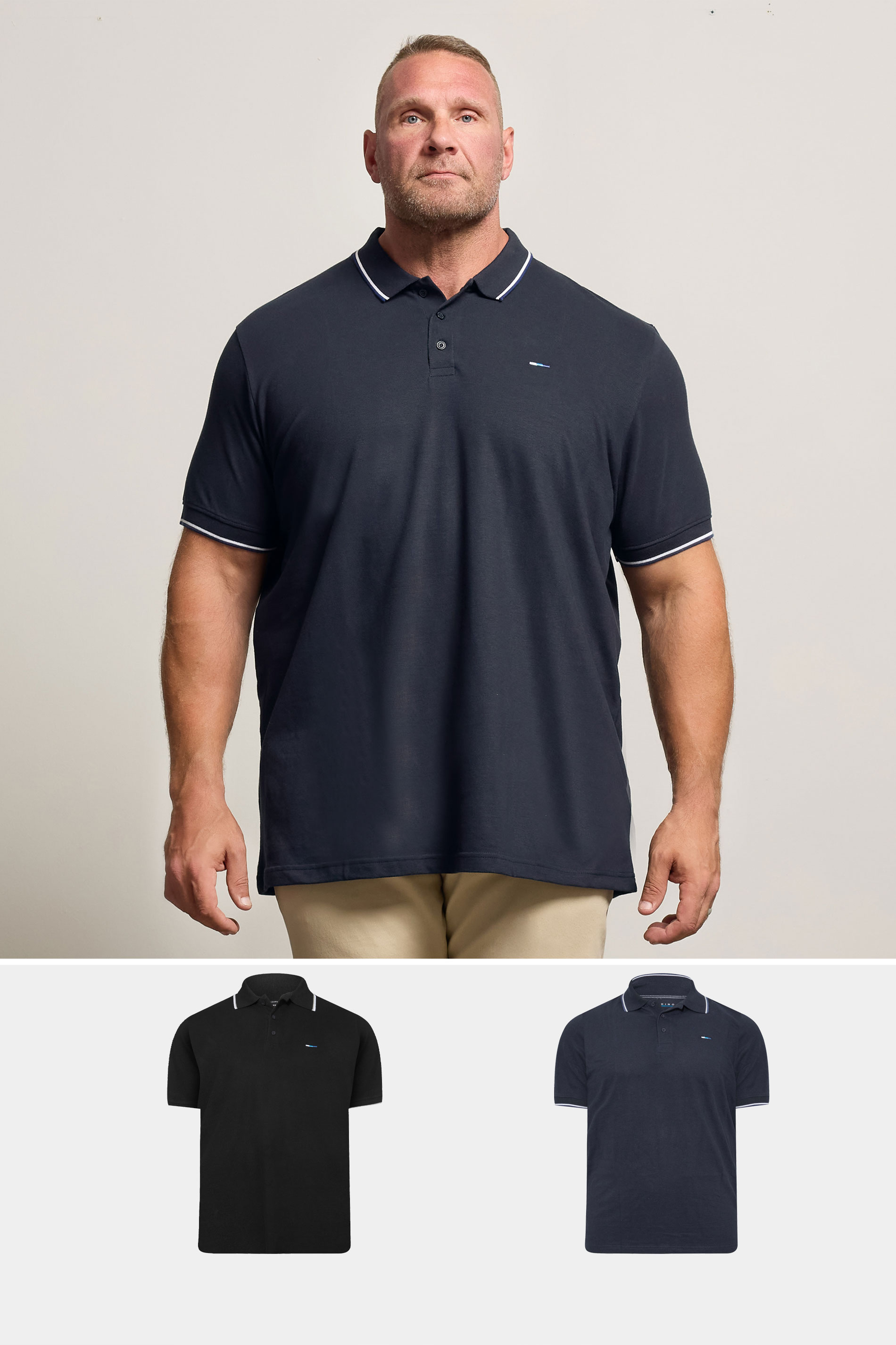 BadRhino Big & Tall 2 PACK Black and Navy Blue Tipped Polo | BadRhino 1