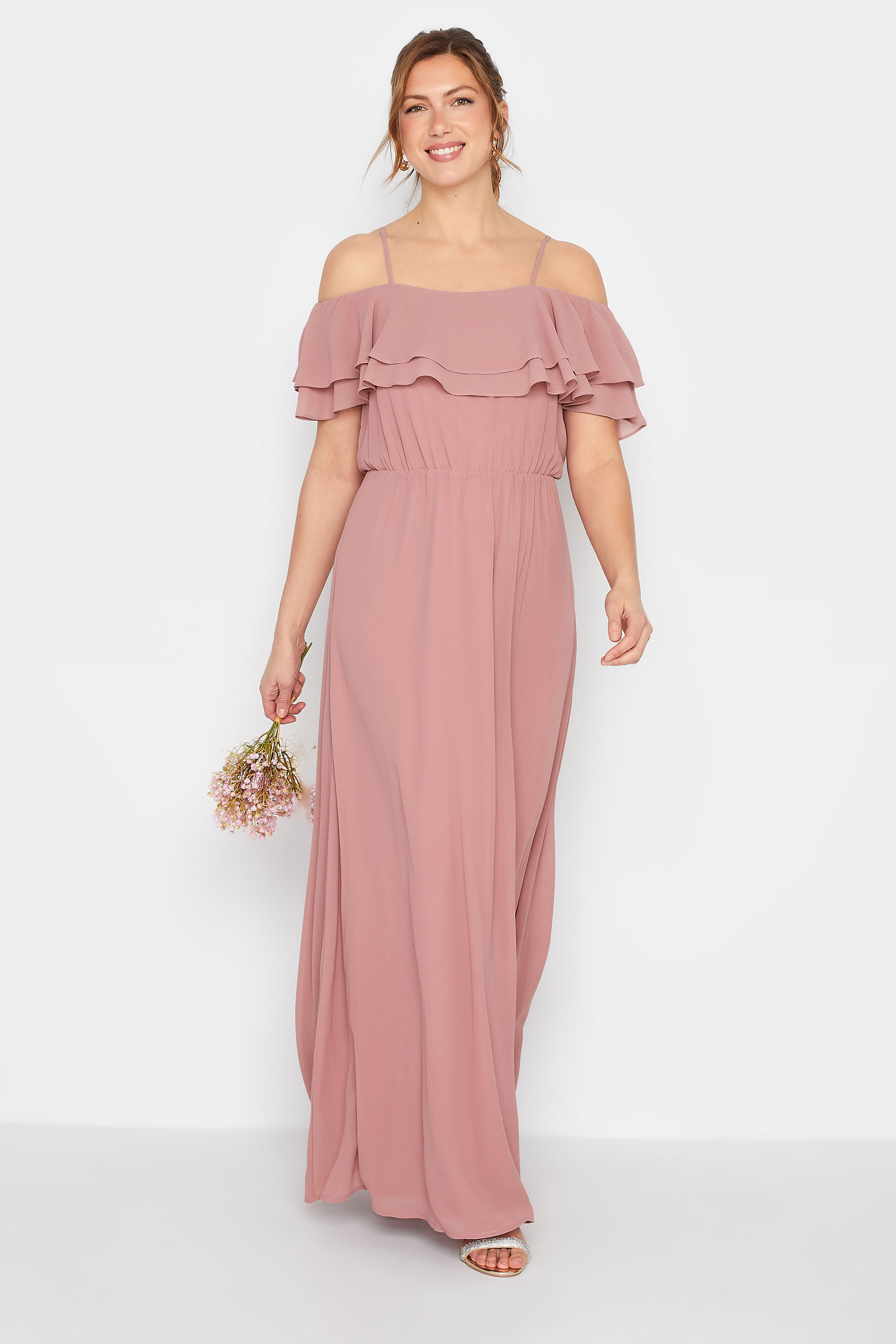 LTS Tall Women's Blush Pink Ruffle Maxi Dress | Long Tall Sally  1